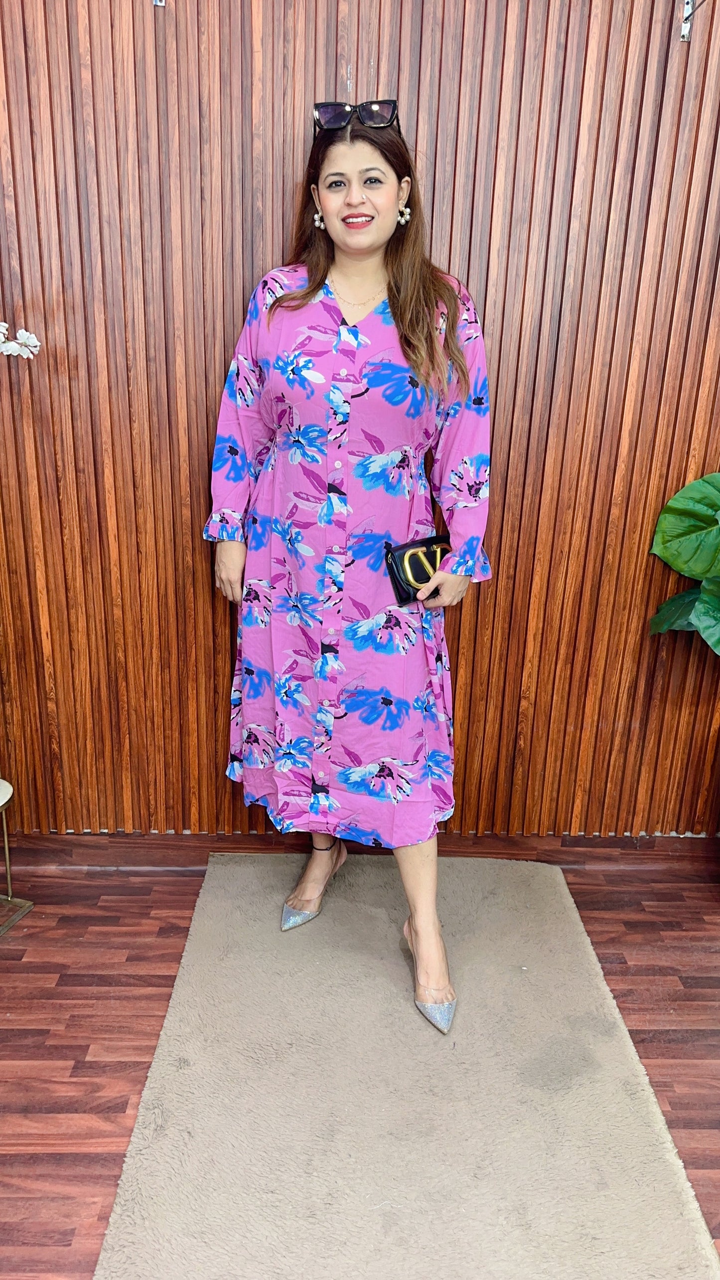A line cotton printed maxi