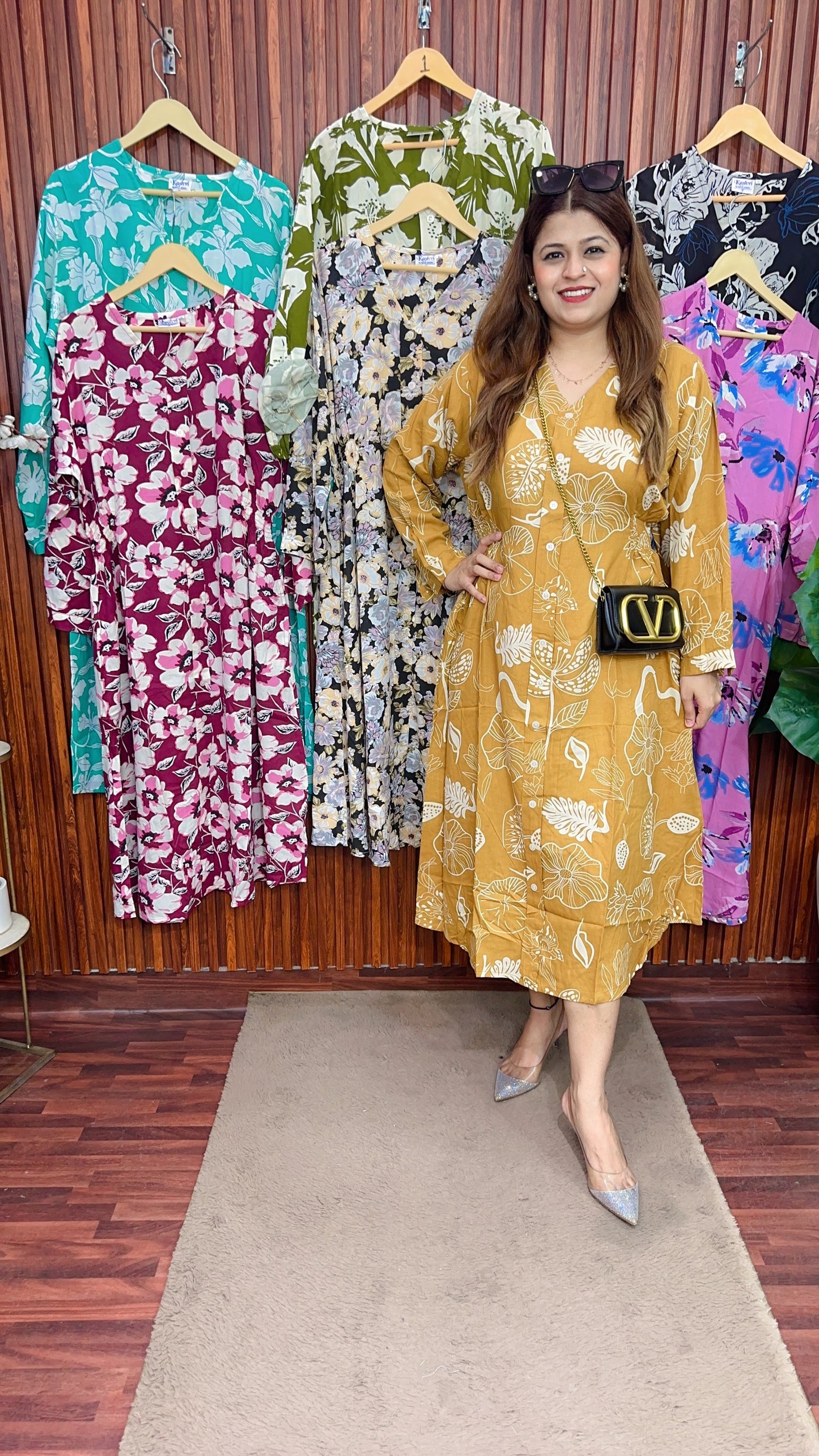 A line cotton printed maxi