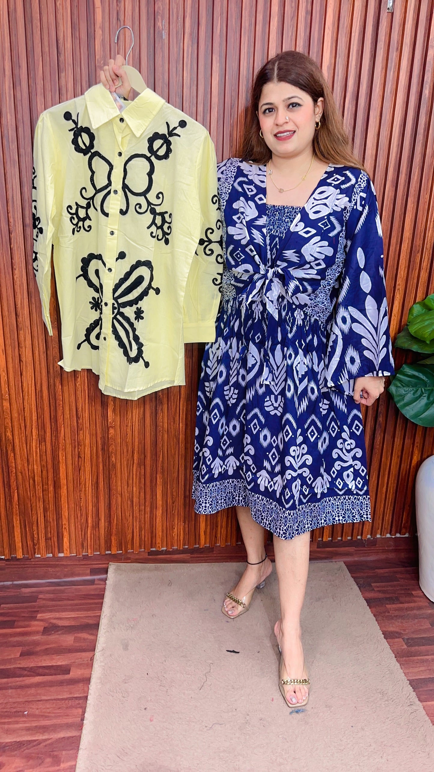 Butterfly thread work shirt