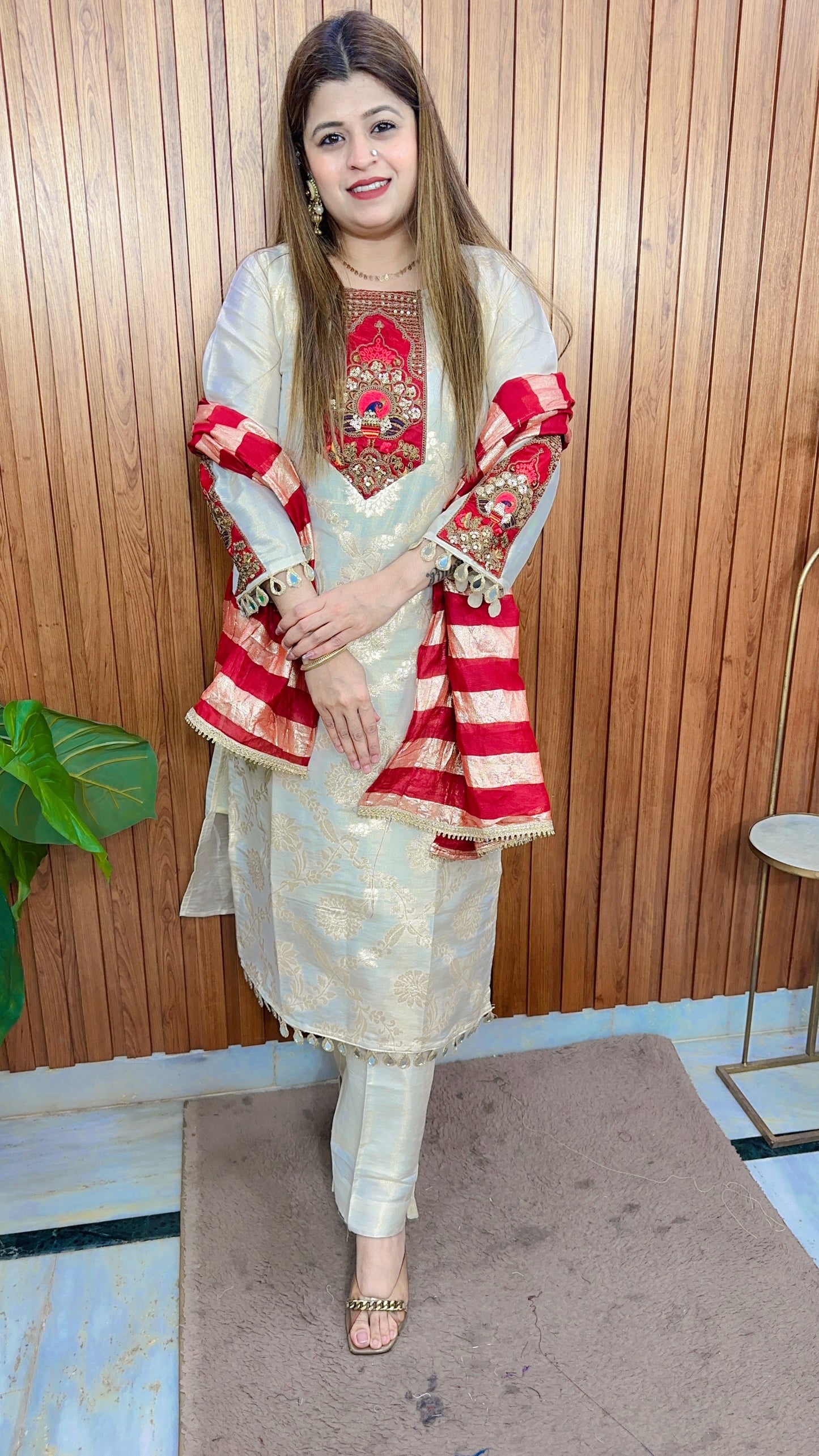 Shehnaz Golden Brocade Suit Set