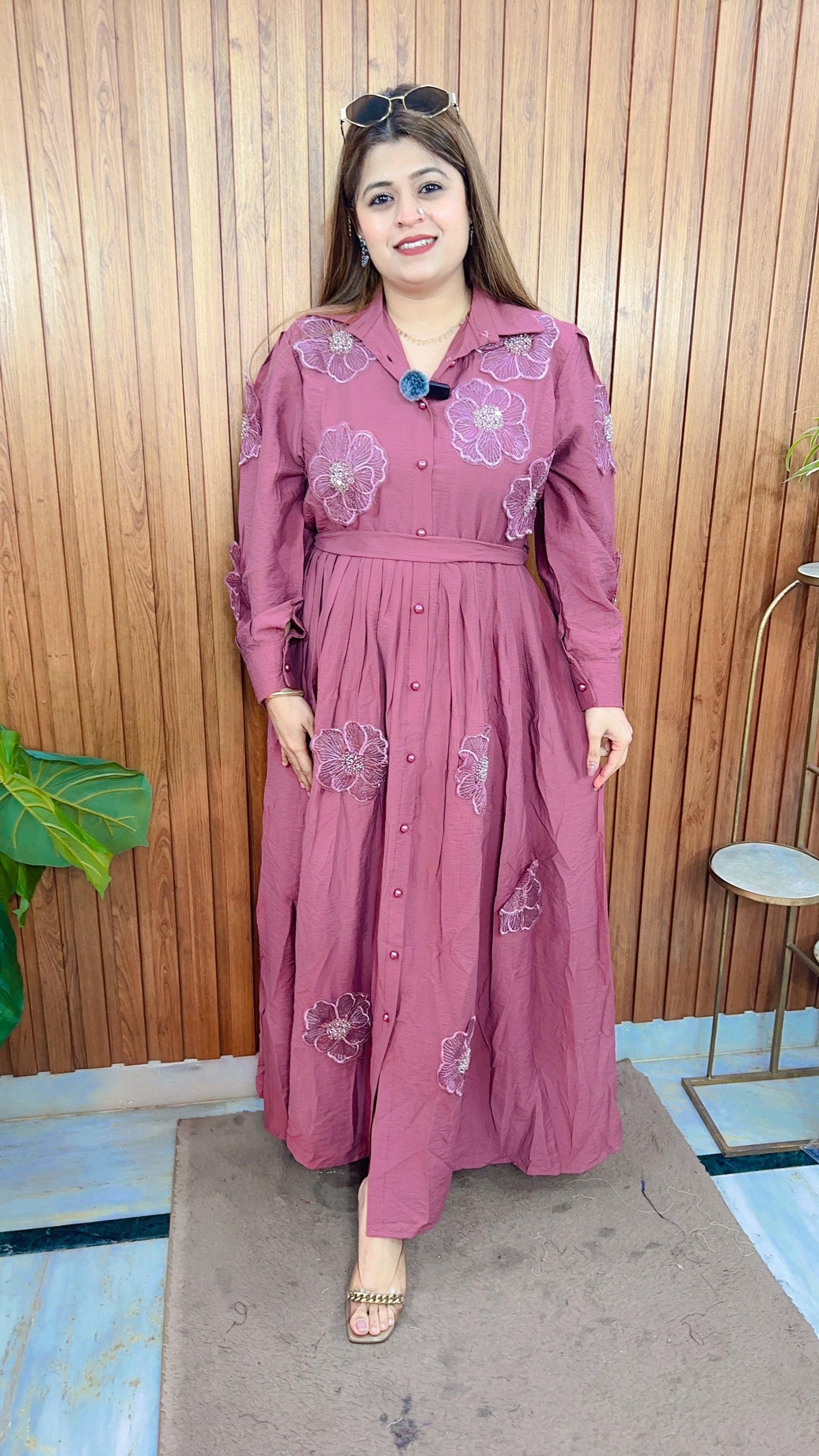 Applique Flower Cotton Maxi Dress