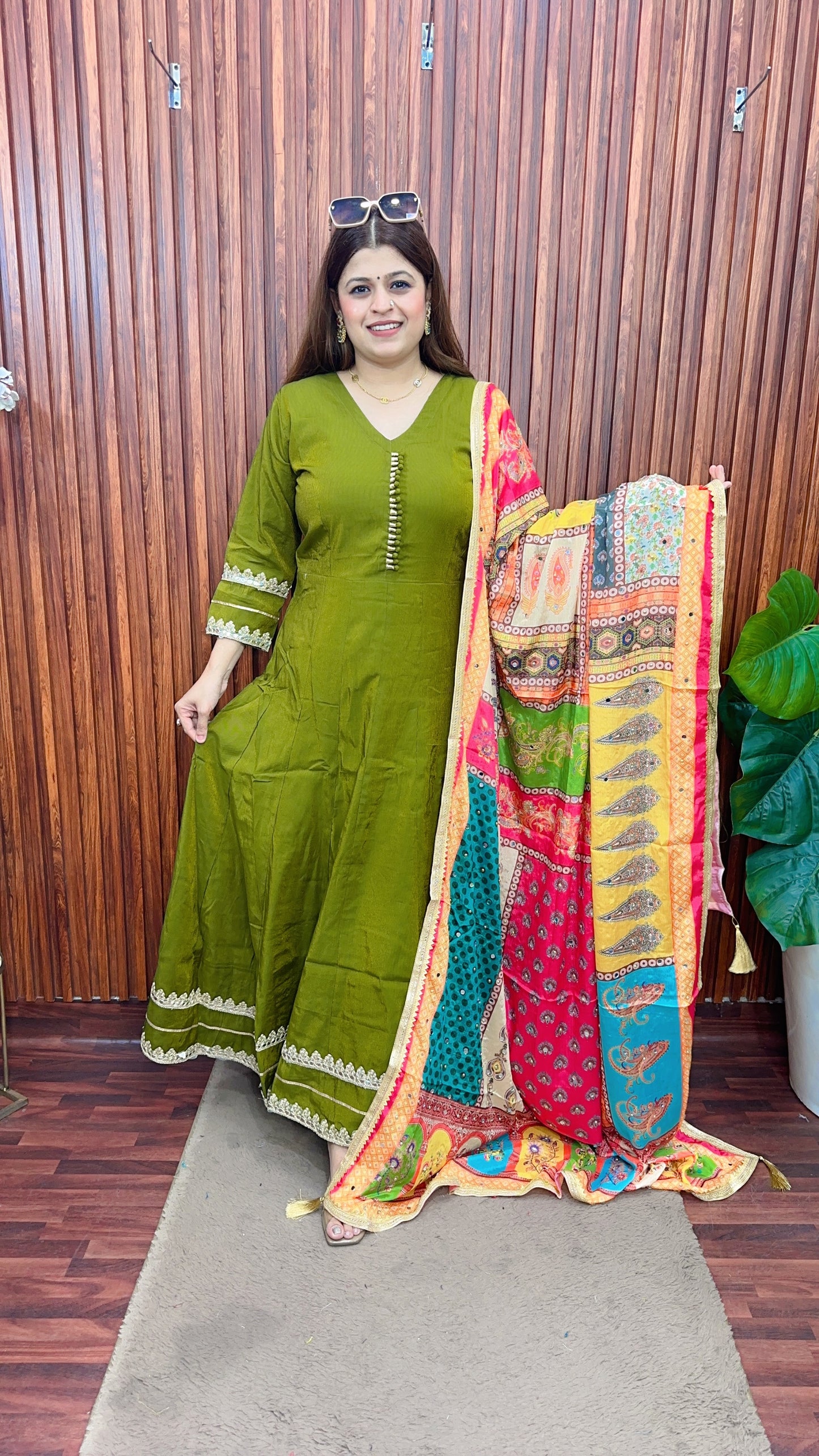 Teej special anarkali with digital dupatta