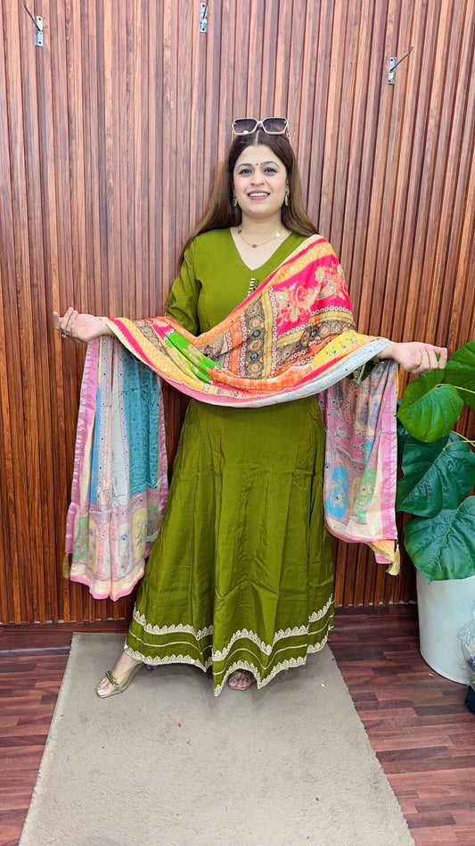 Teej special anarkali with digital dupatta