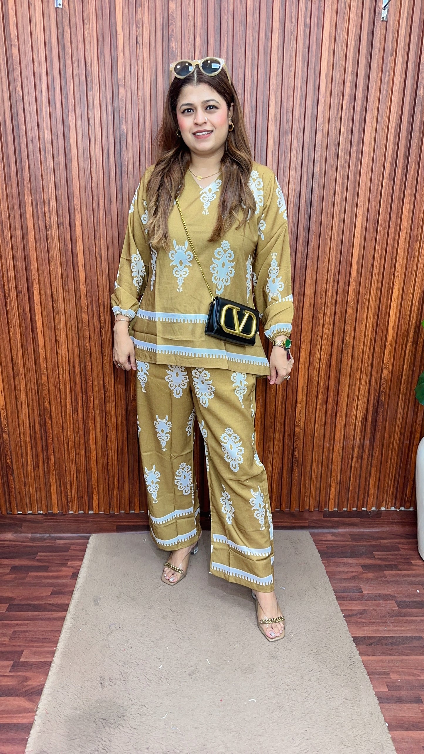 Premium Mosaic cotton linen coord set