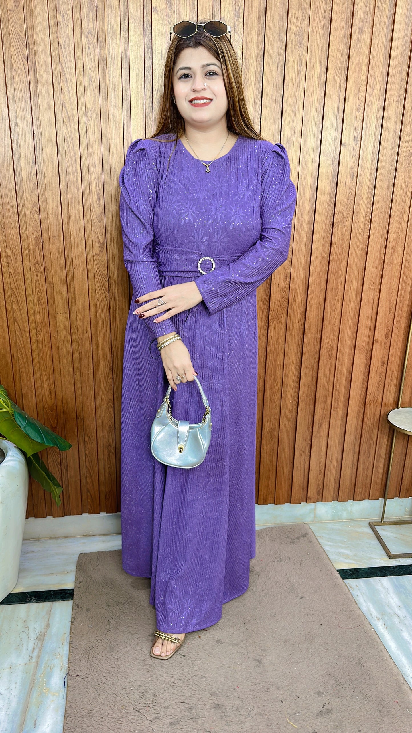 Aura Belted Puffy Lycra Dress