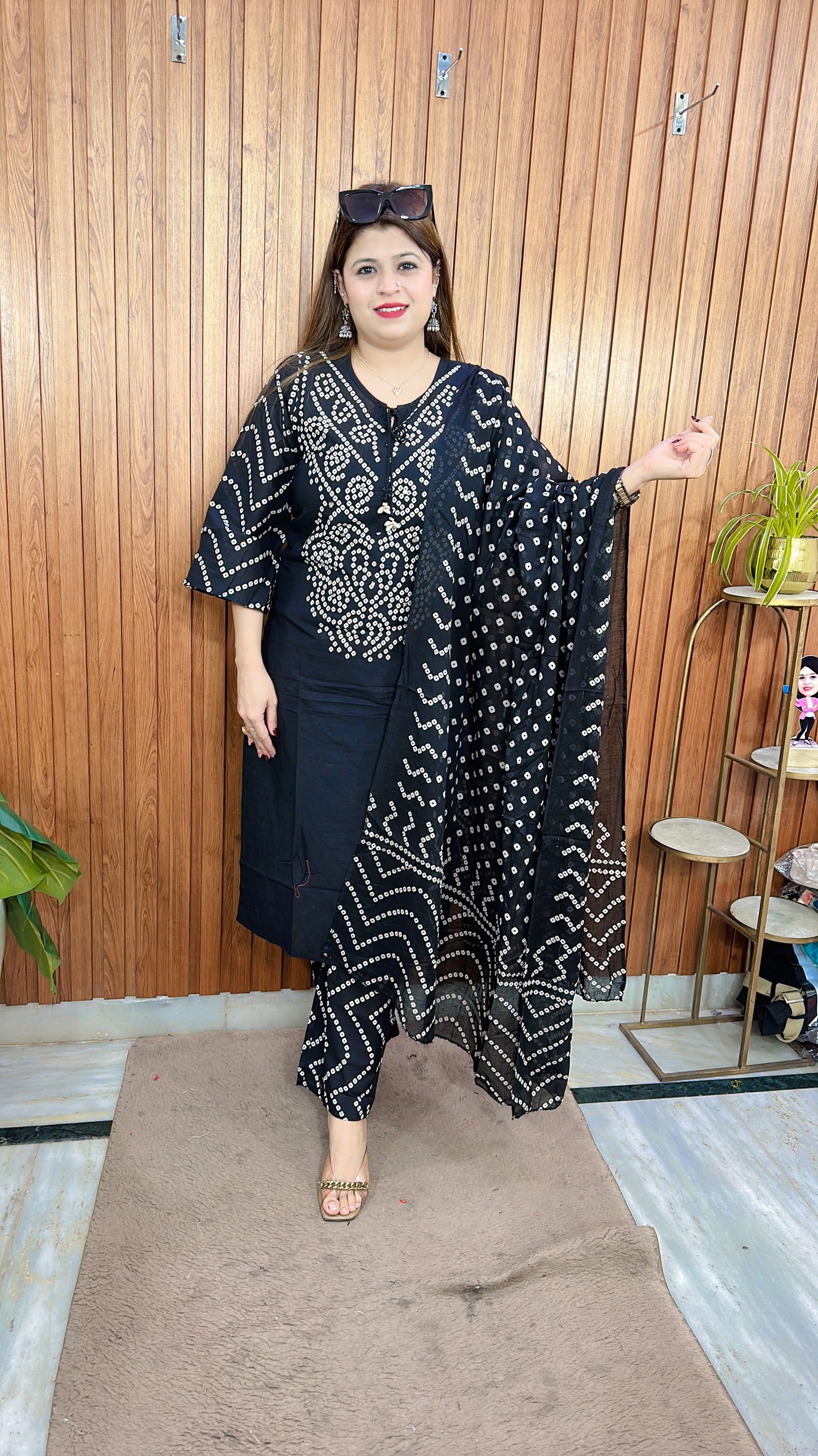 Vrinda Bandhej Cotton Suit Set