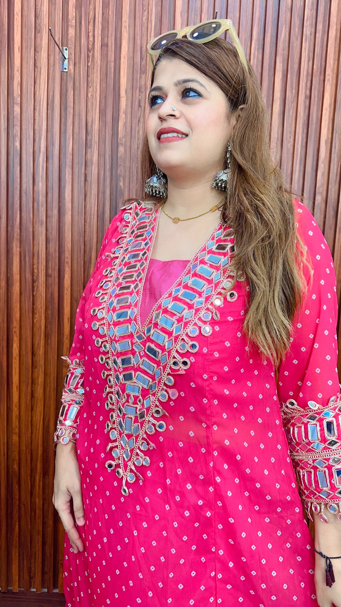 Jaipuri mirror three piece kurta set