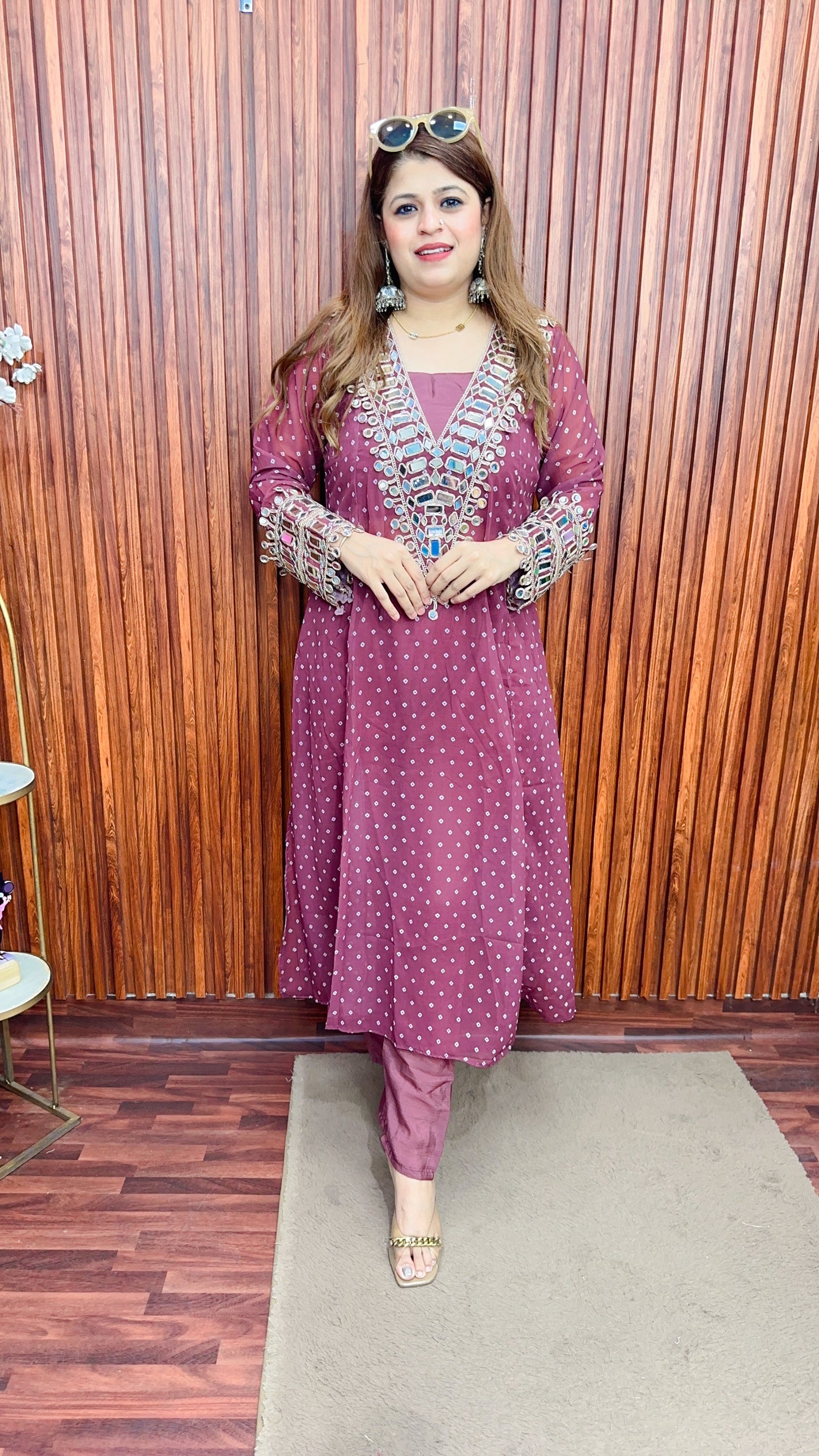 Jaipuri mirror three piece kurta set
