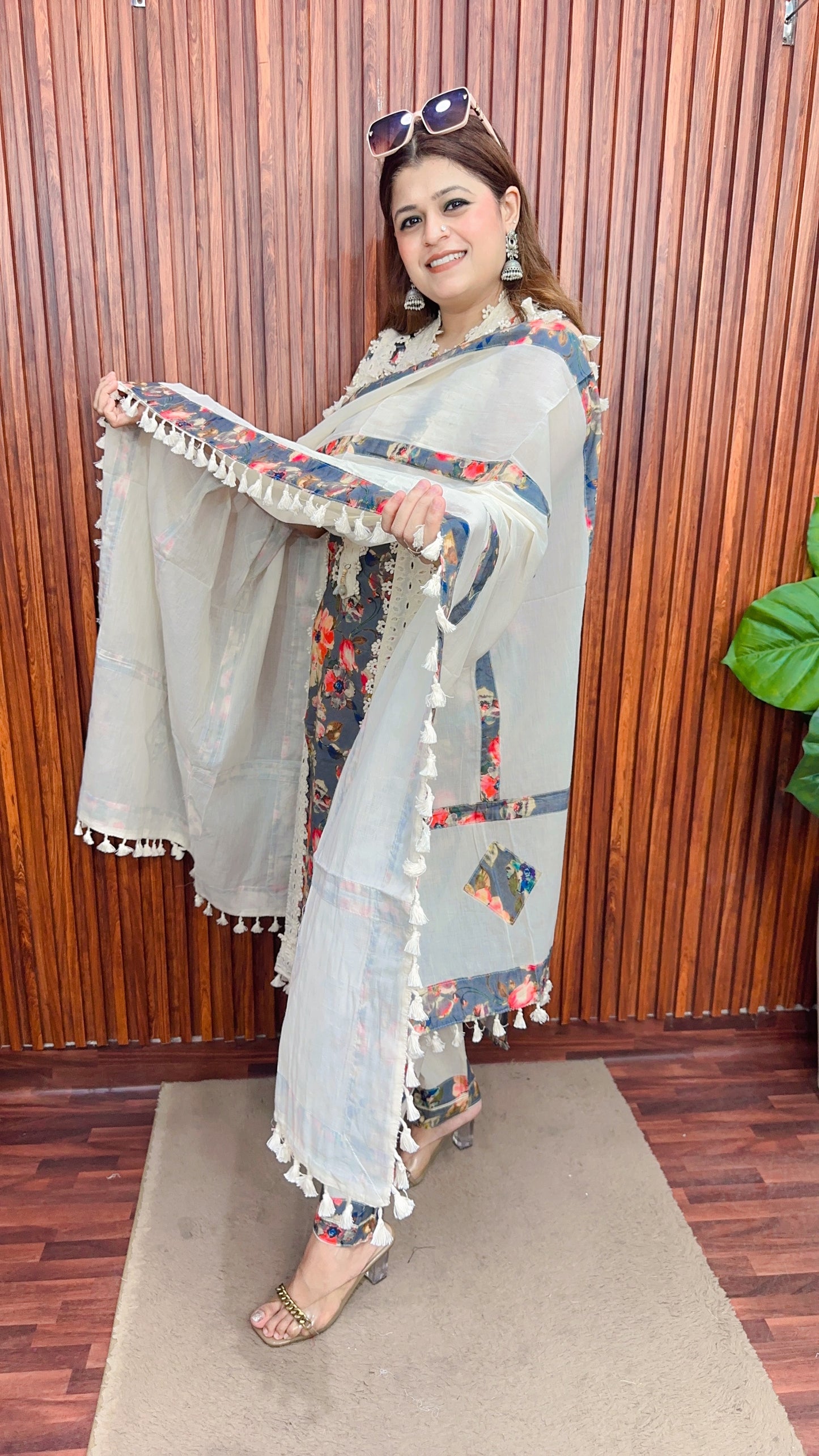 Premium lace cotton suit set