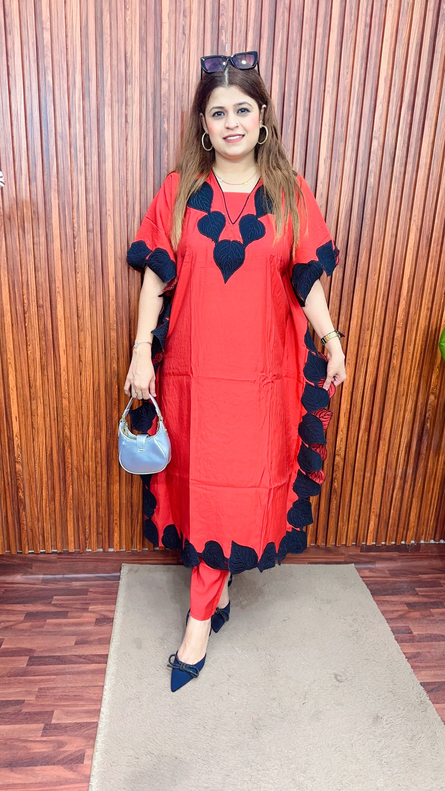 Stylish Leaf Cotton kaftan set