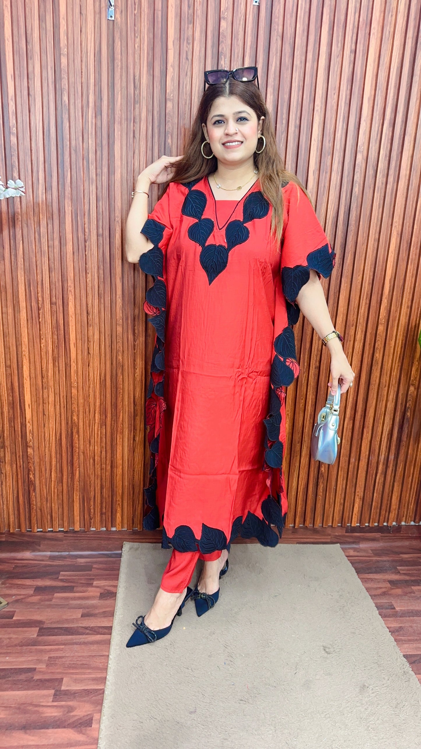 Stylish Leaf Cotton kaftan set