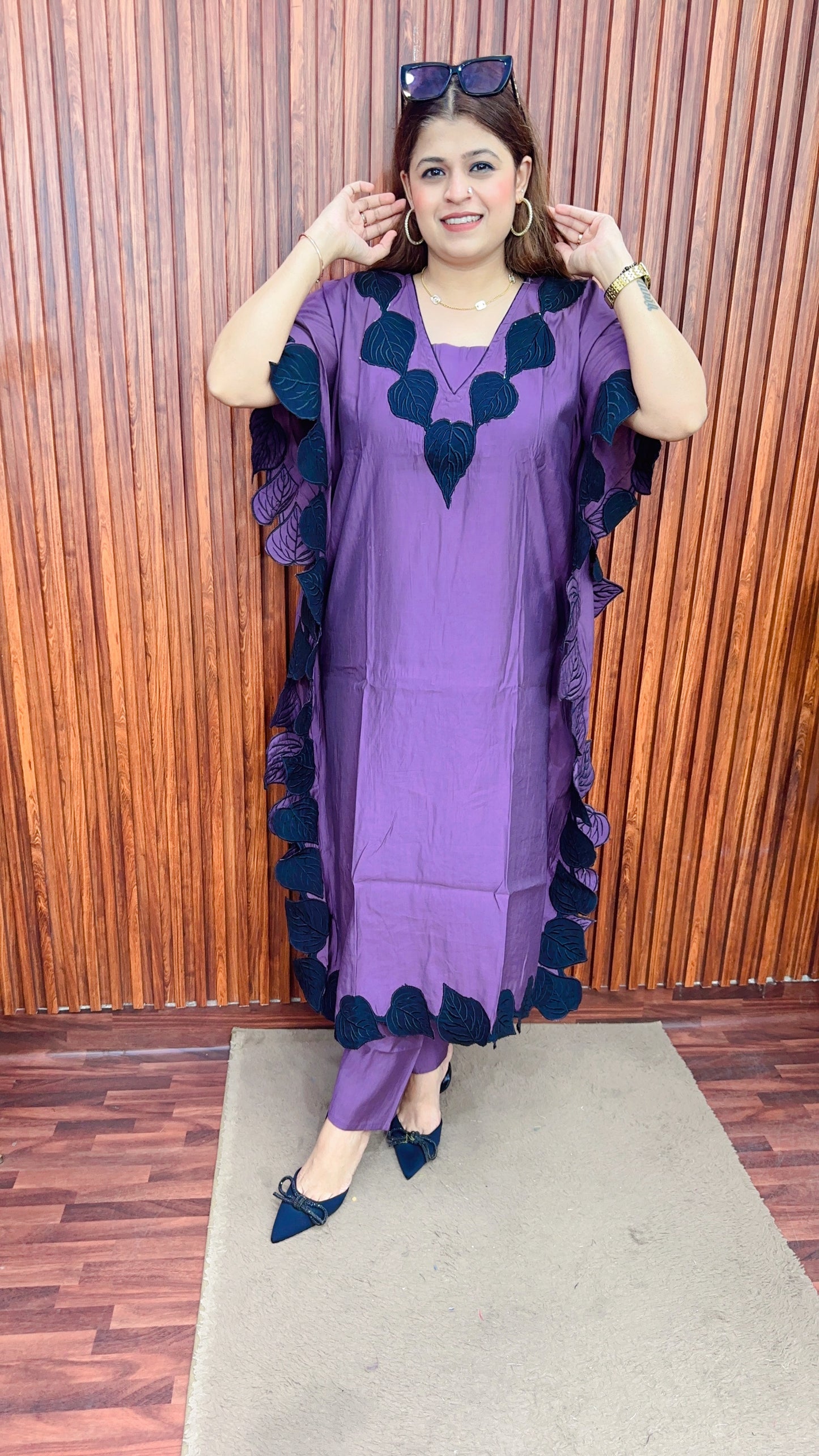 Stylish Leaf Cotton kaftan set
