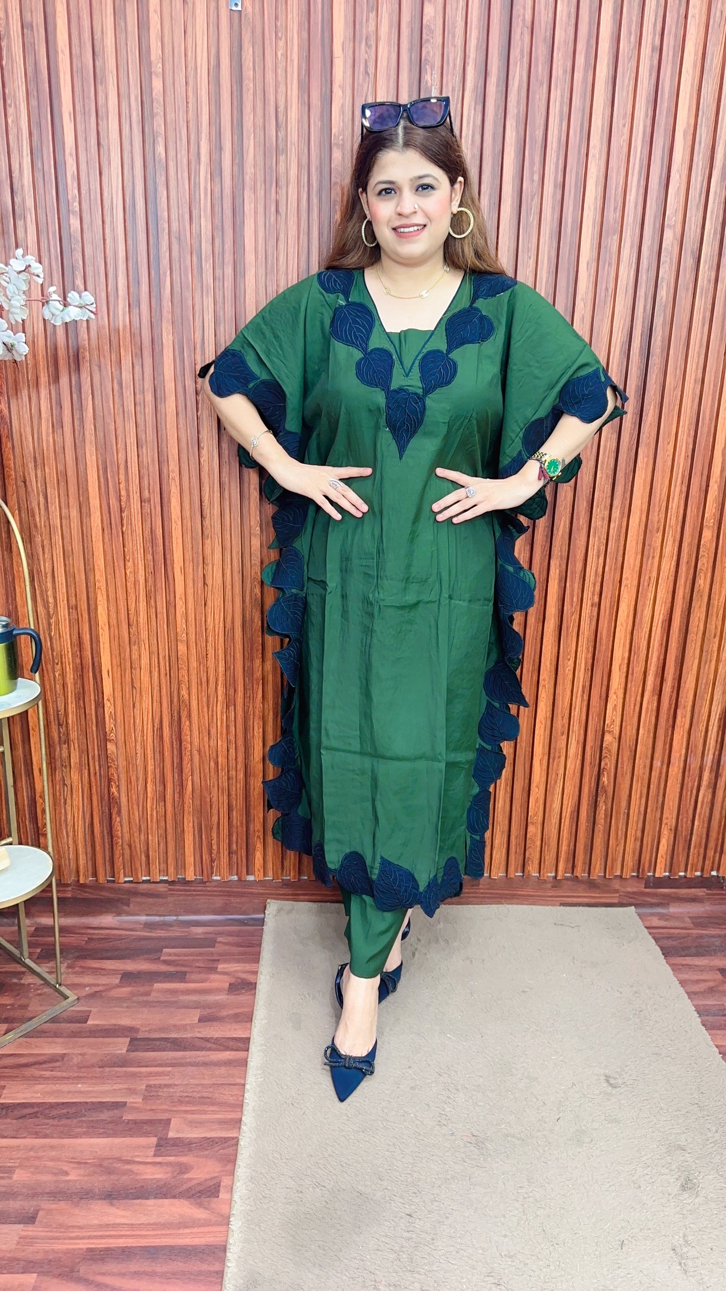 Stylish Leaf Cotton kaftan set