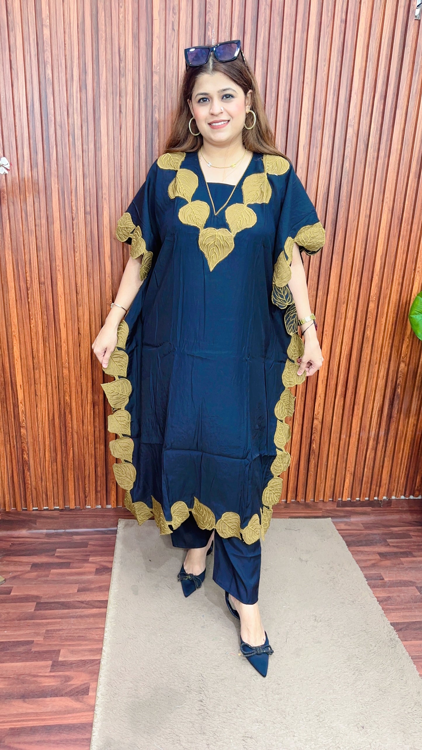 Stylish Leaf Cotton kaftan set