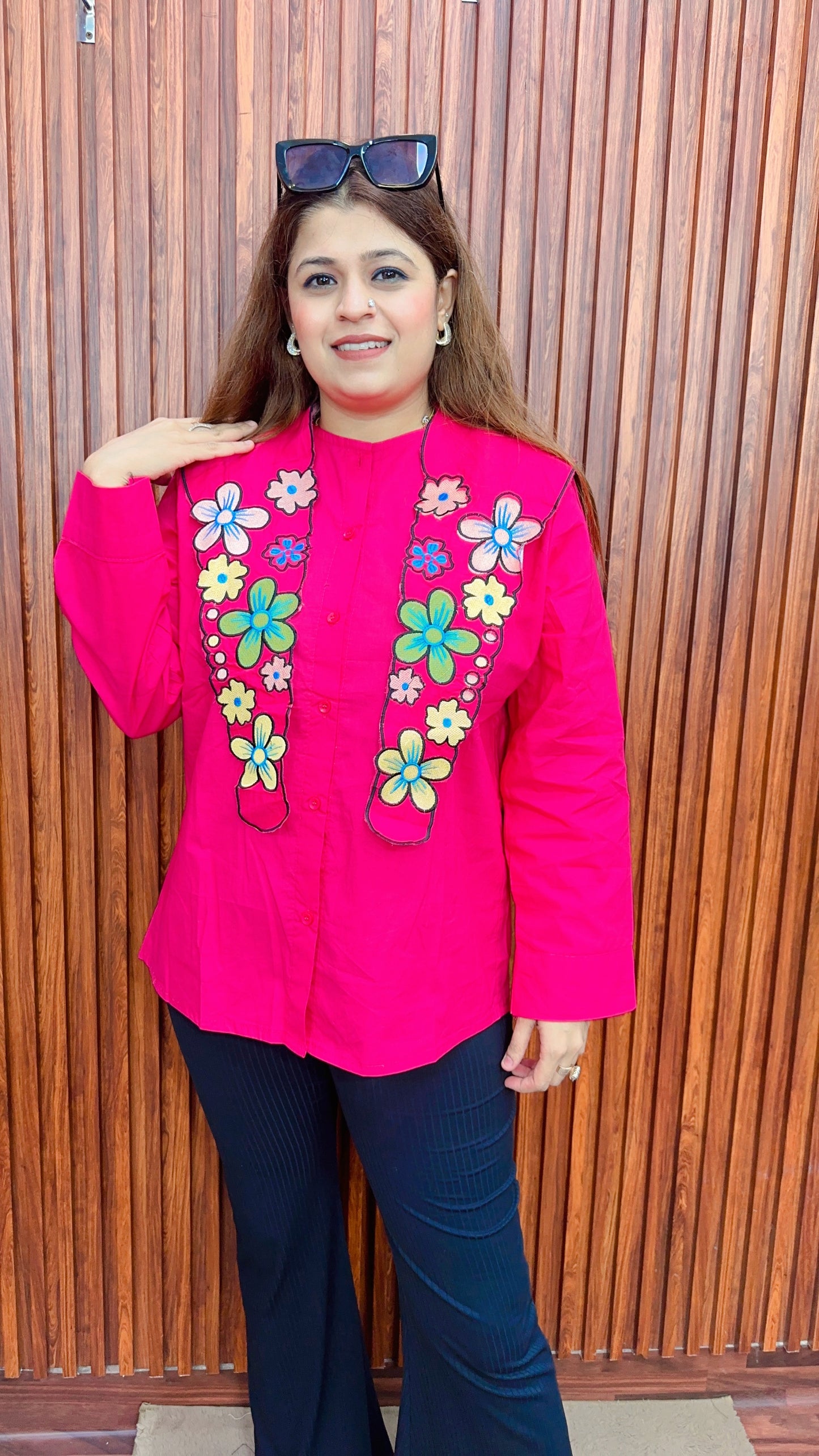 Unique flower collar Cotton Top