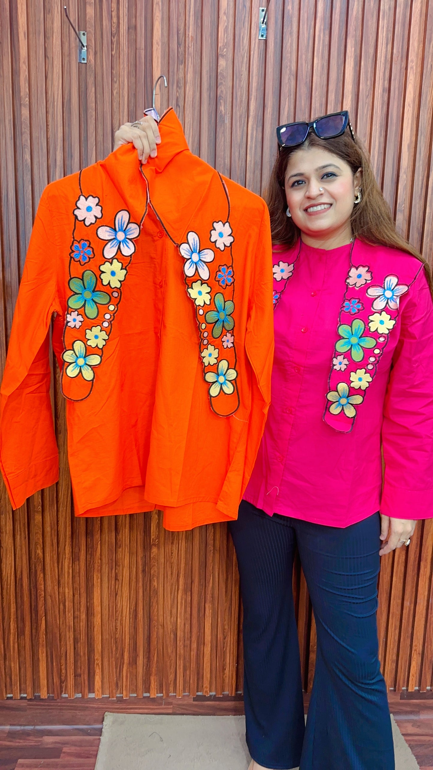 Unique flower collar Cotton Top