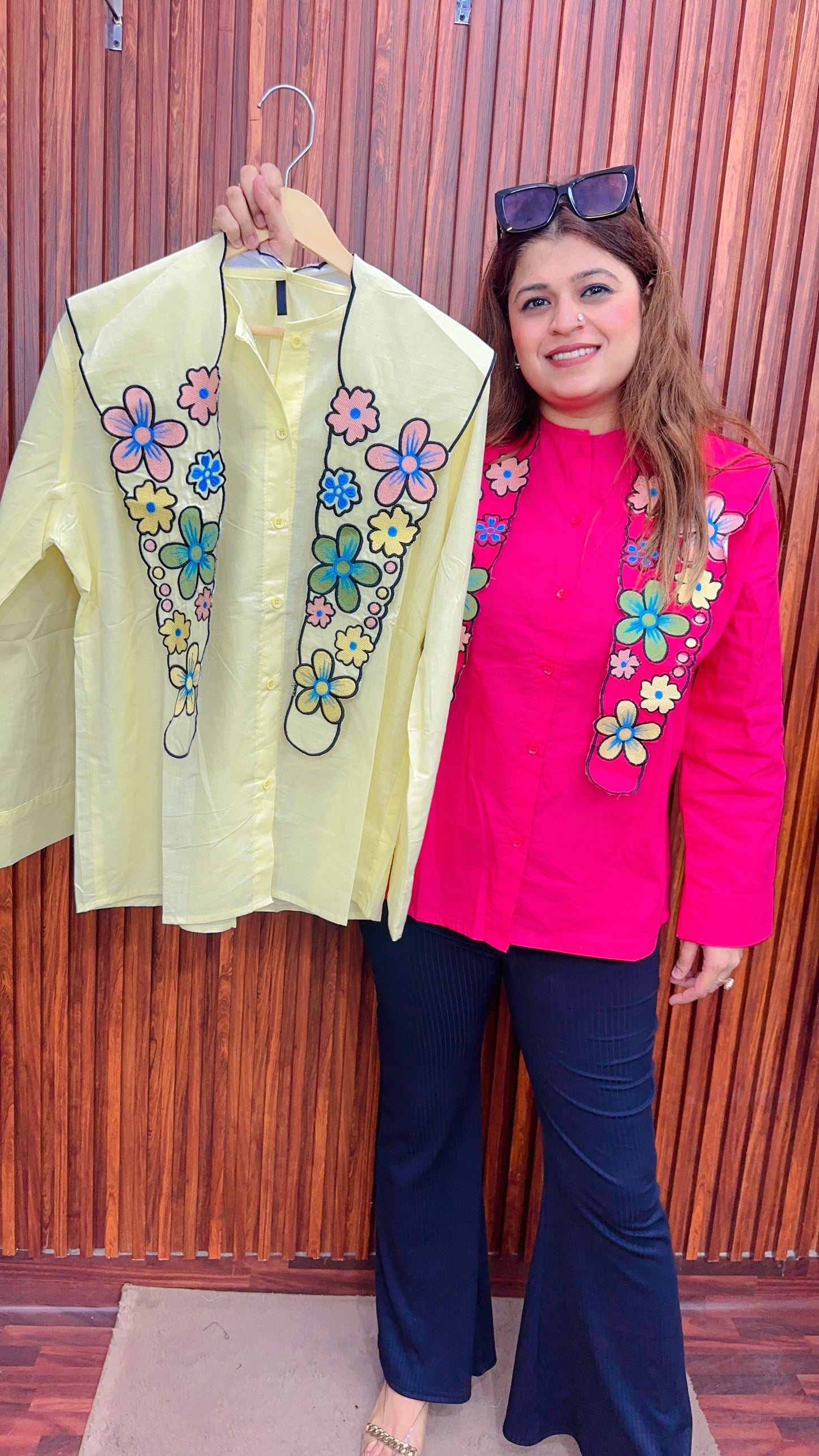 Unique flower collar Cotton Top