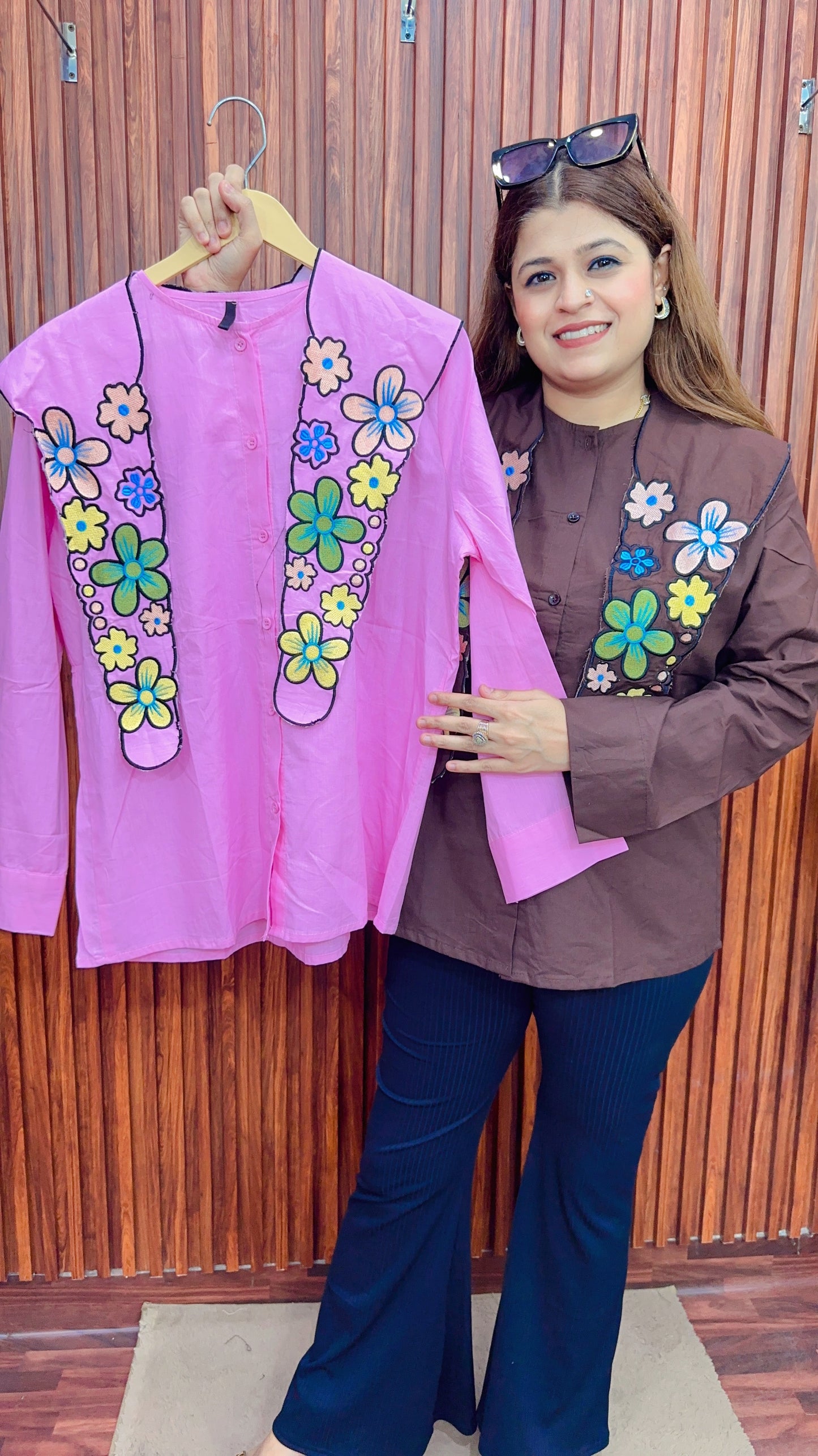 Unique flower collar Cotton Top