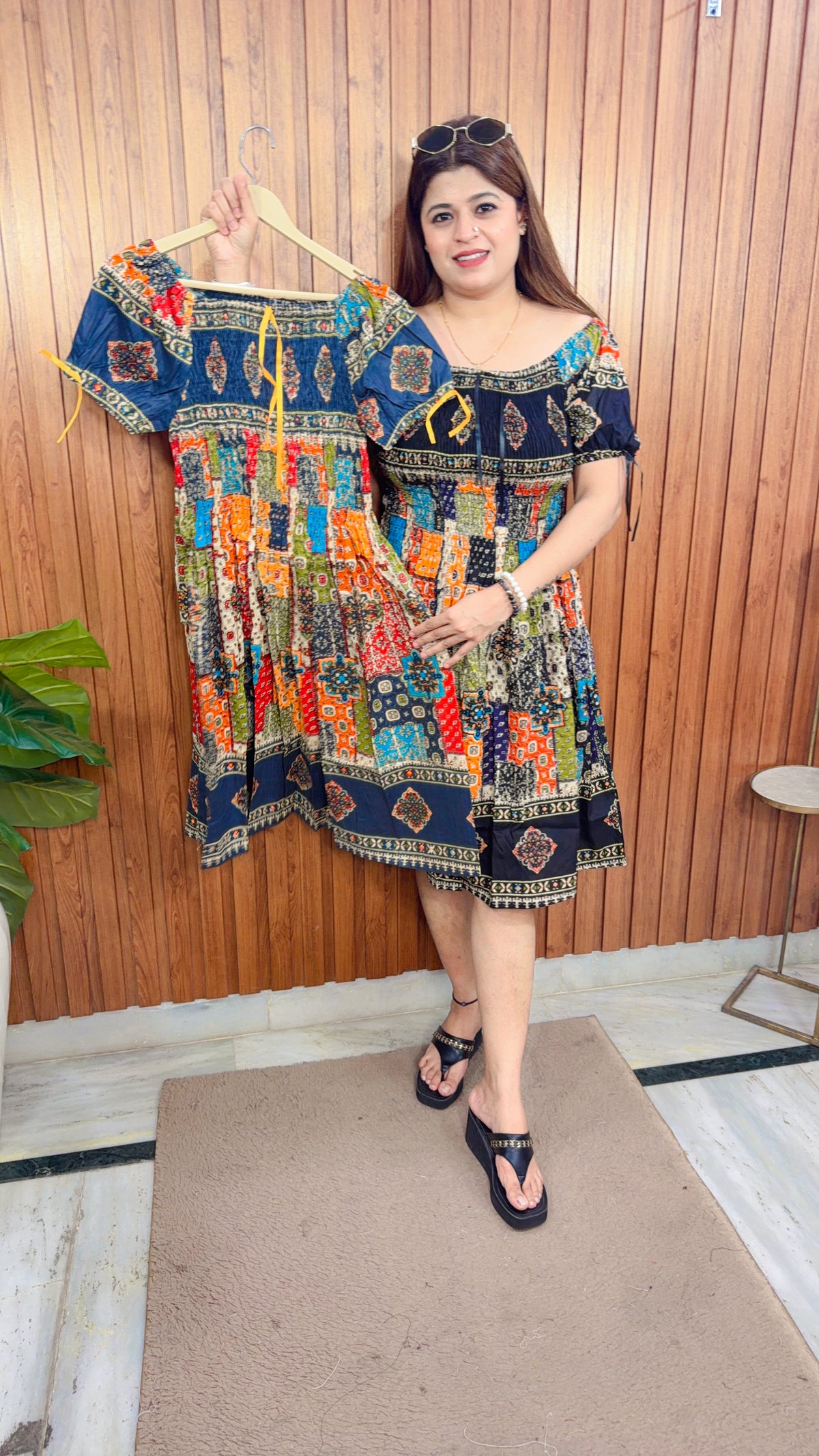Block Print Cotton Bobbin Dress