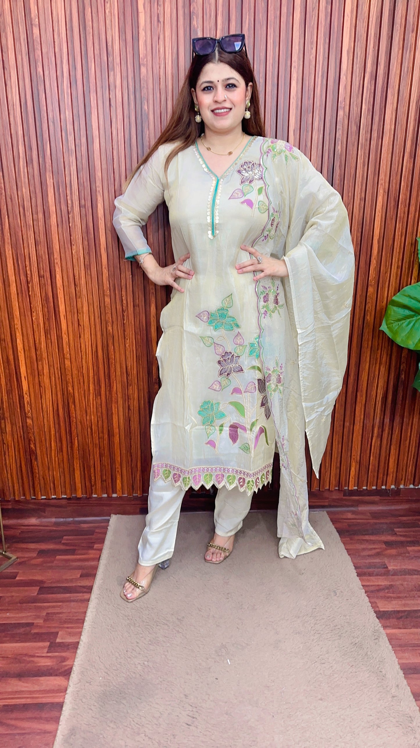 Shimmer organza Suit with dupatta set