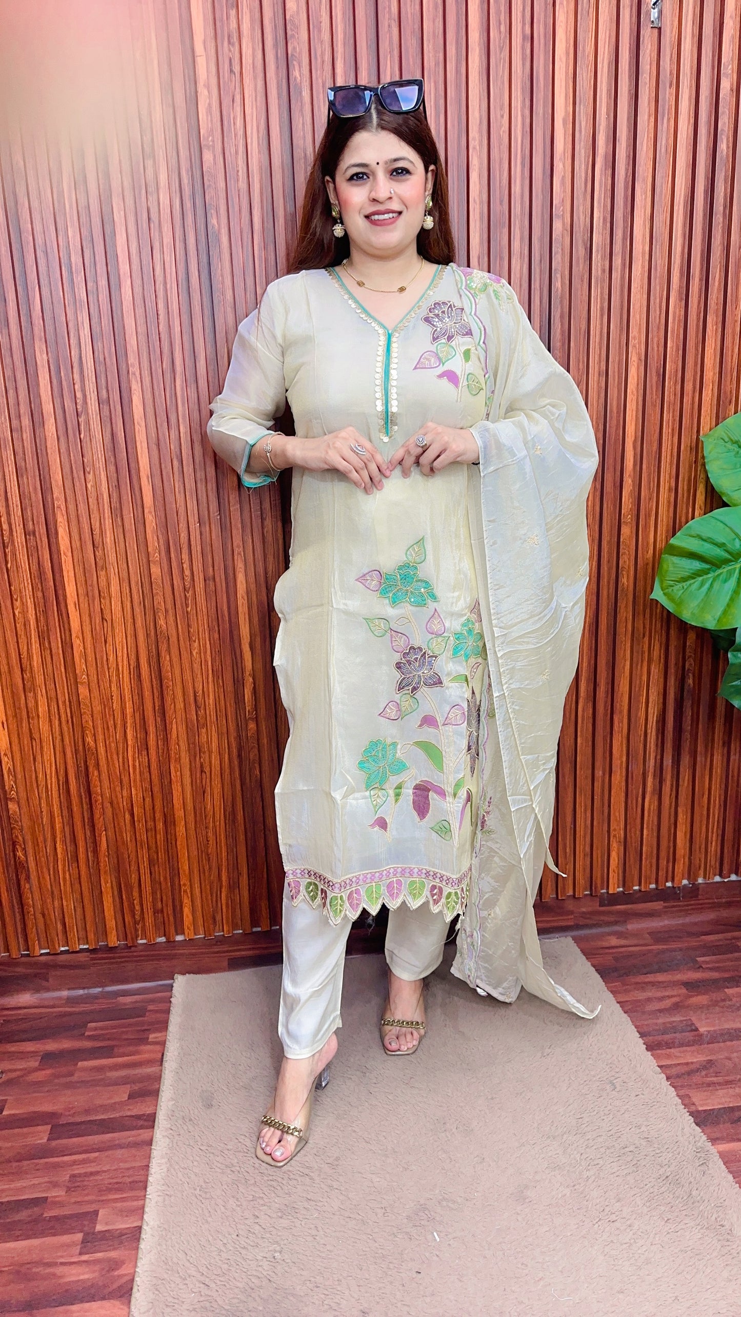 Shimmer organza Suit with dupatta set