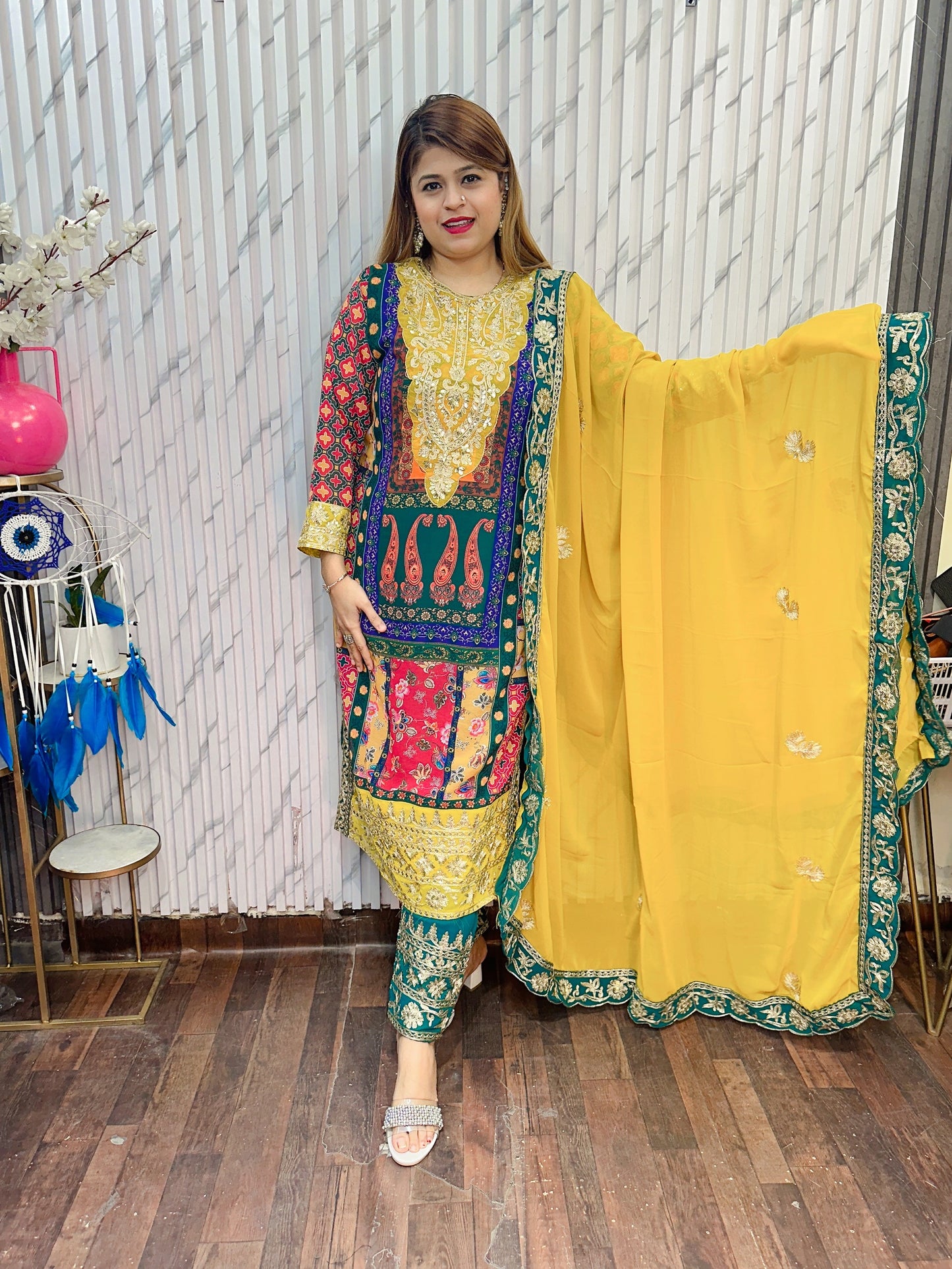 Party Wear Rangoli Digital Print Suit