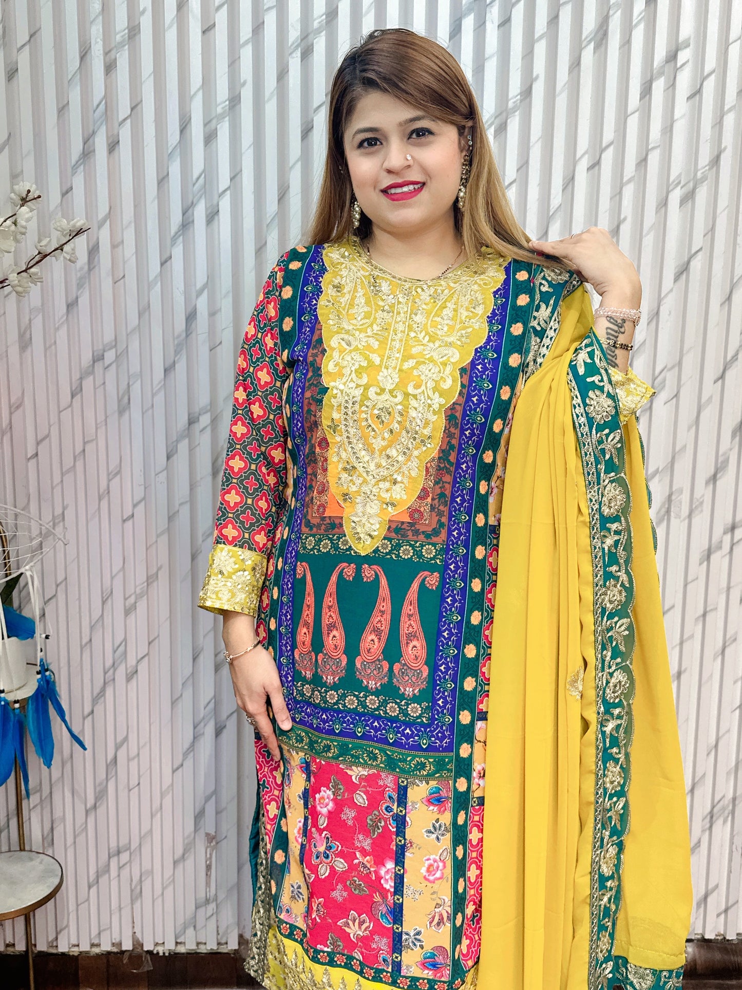 Party Wear Rangoli Digital Print Suit