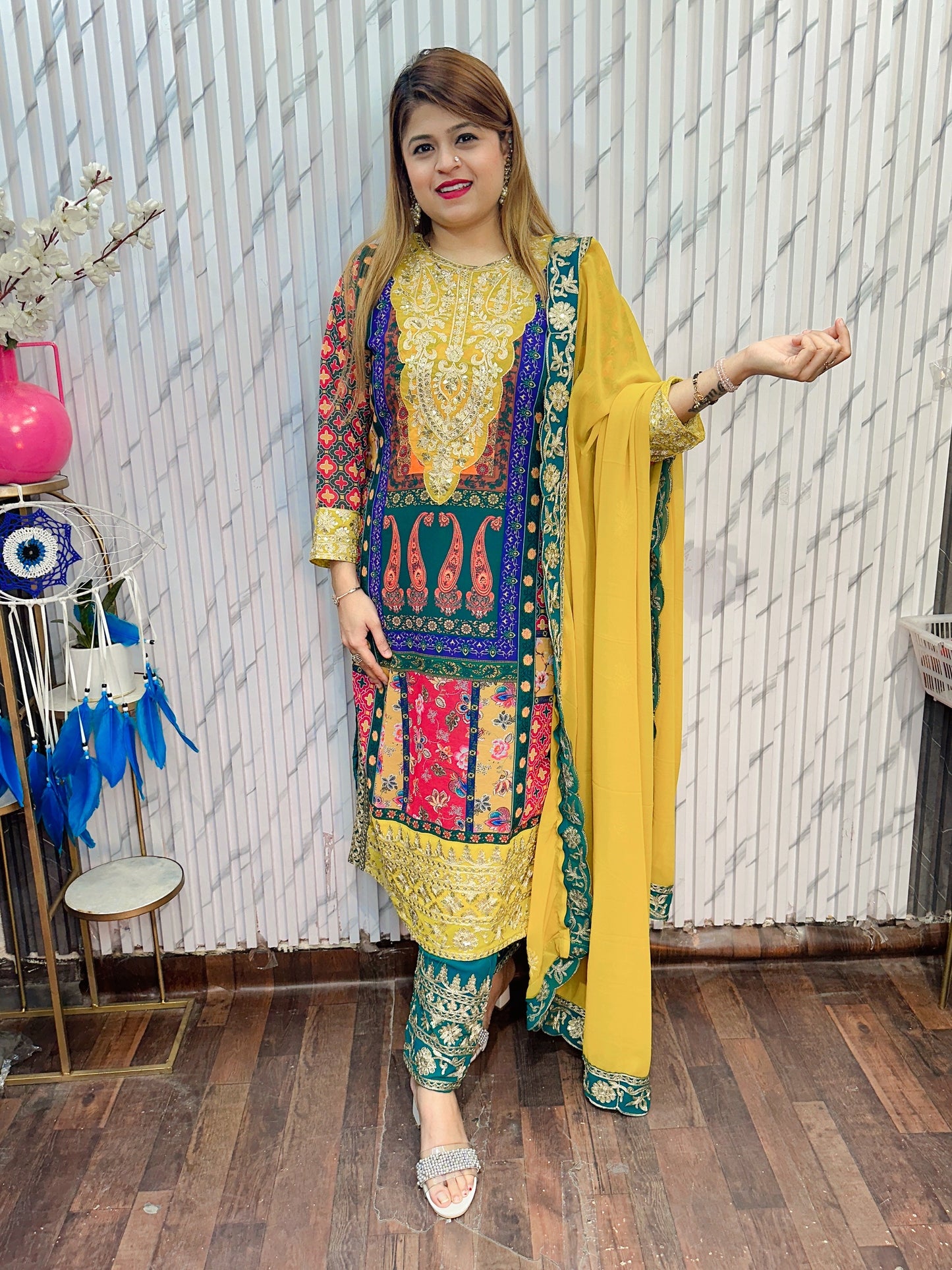 Party Wear Rangoli Digital Print Suit