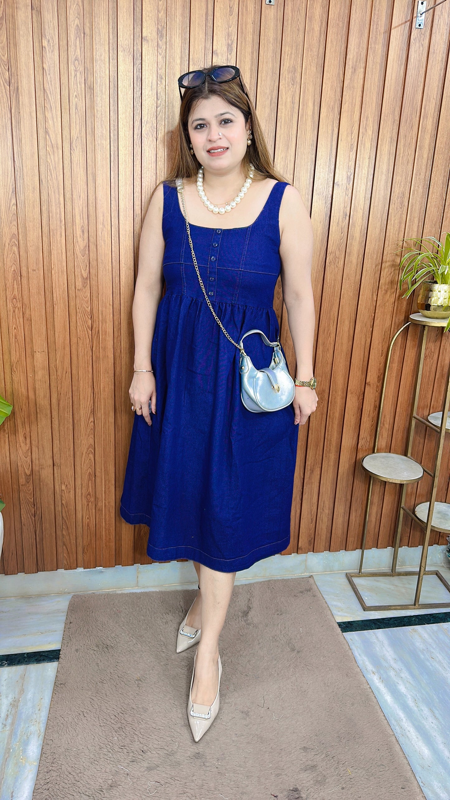 Classic Indigo denim Middi Dress