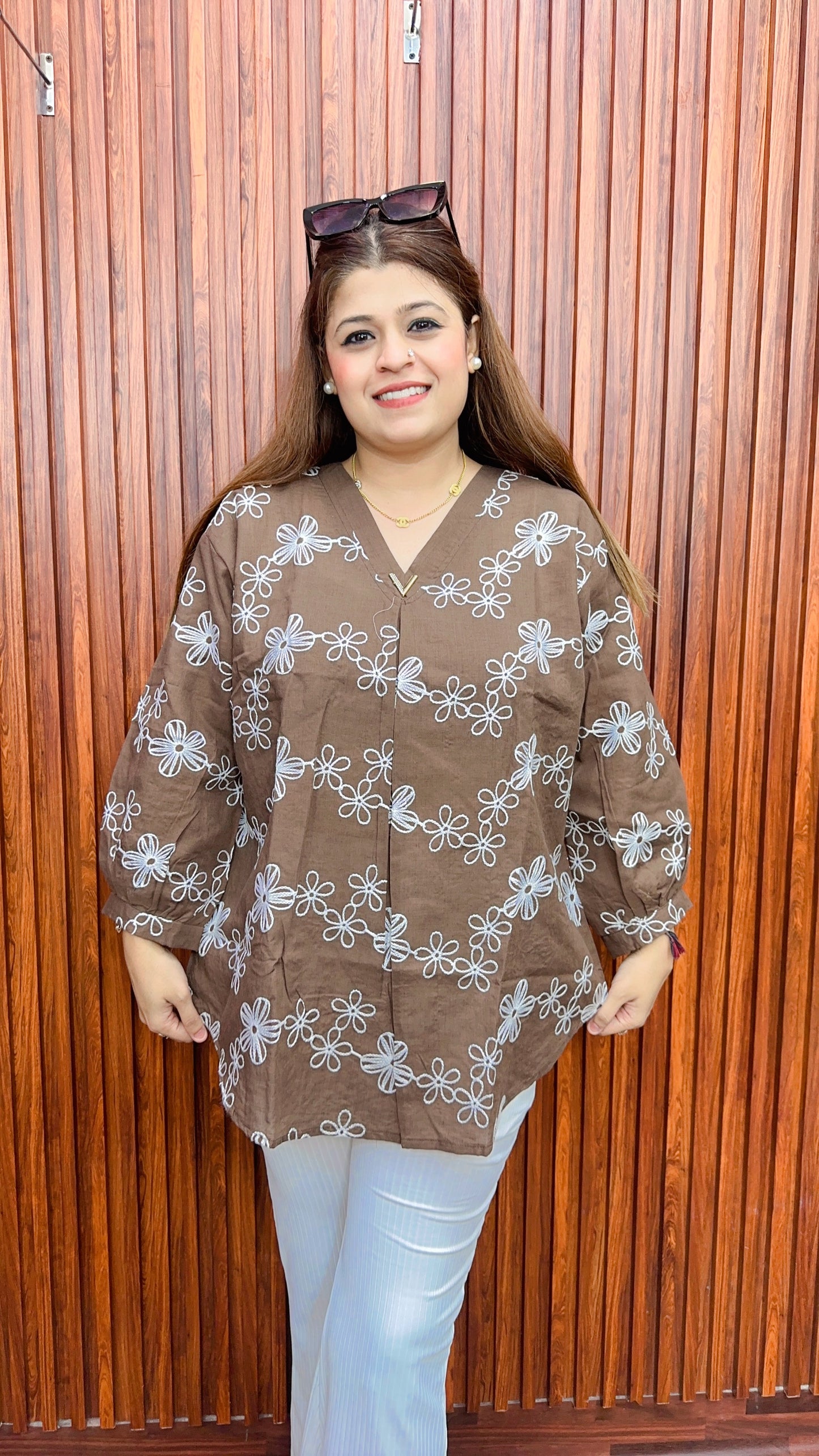 V Neck Thread Cotton Top