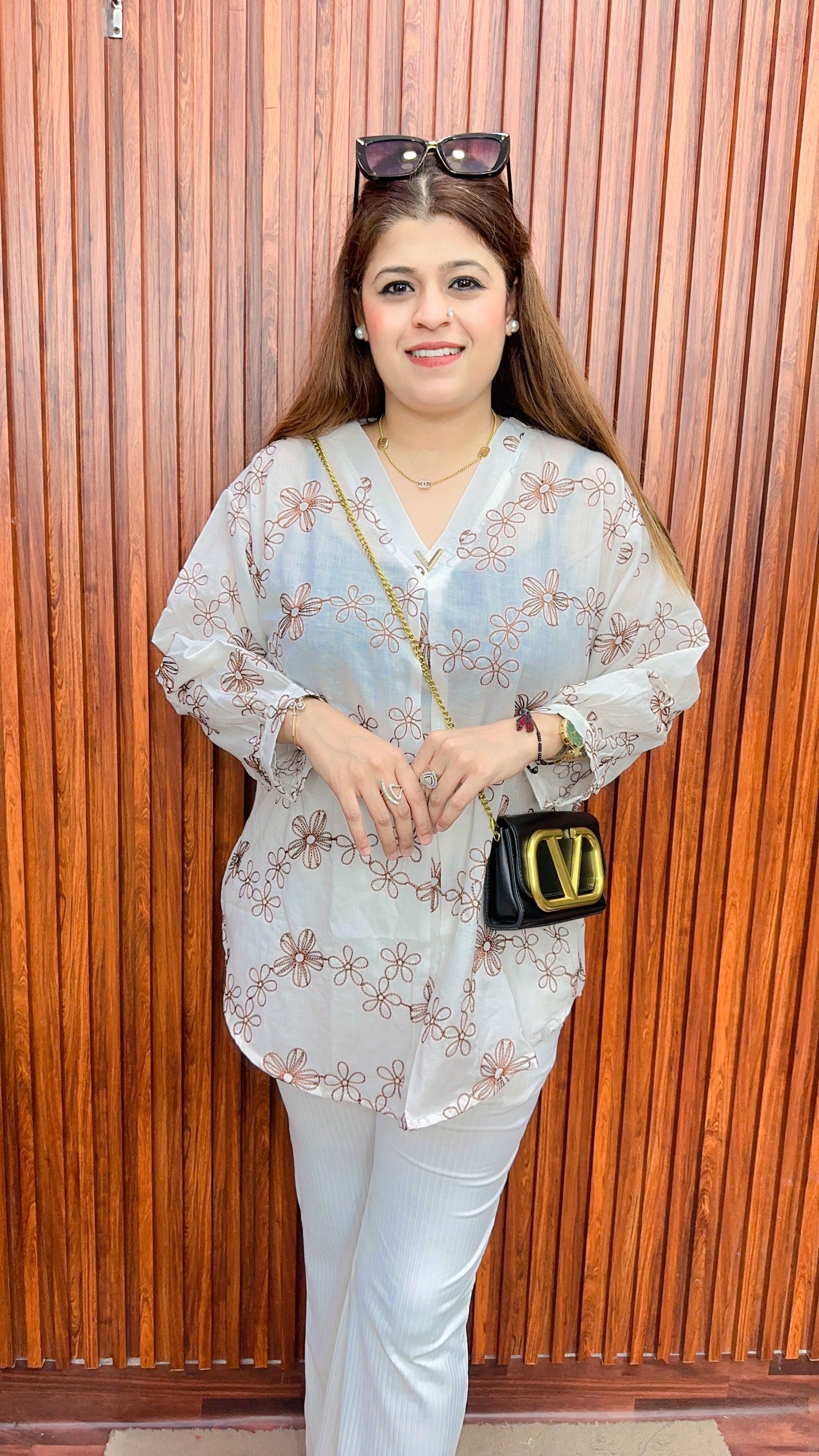V Neck Thread Cotton Top