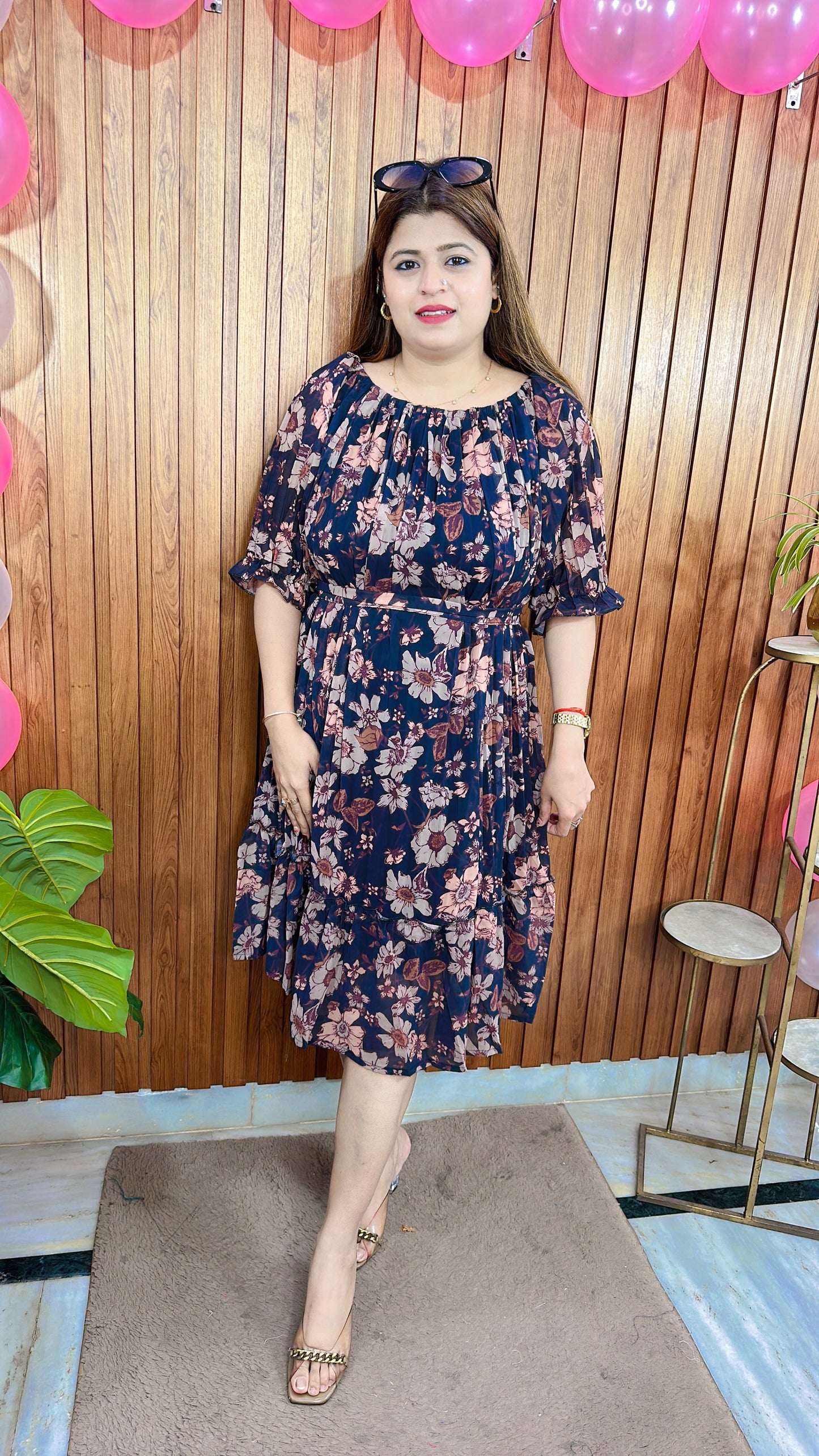 Georgette Pleated Short Dress