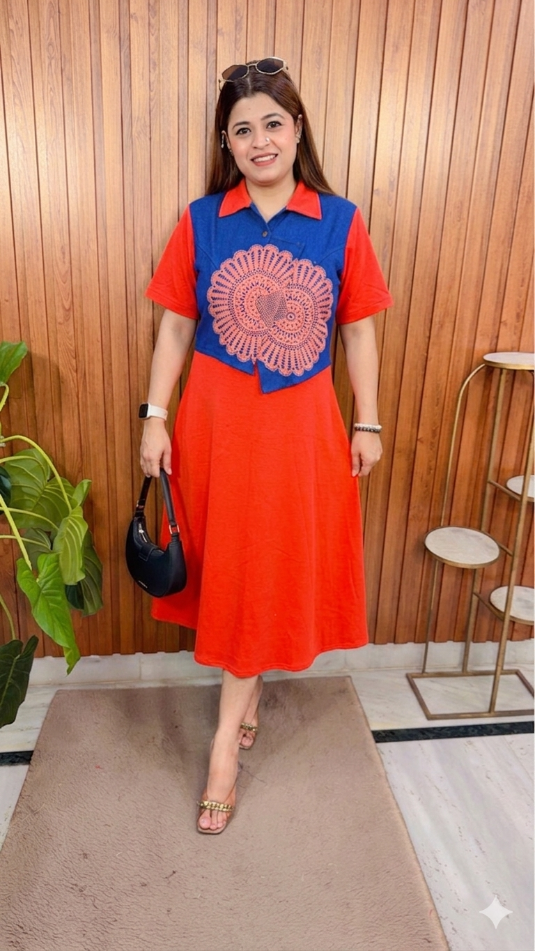 Denim Crochet Imported Lycra Dress