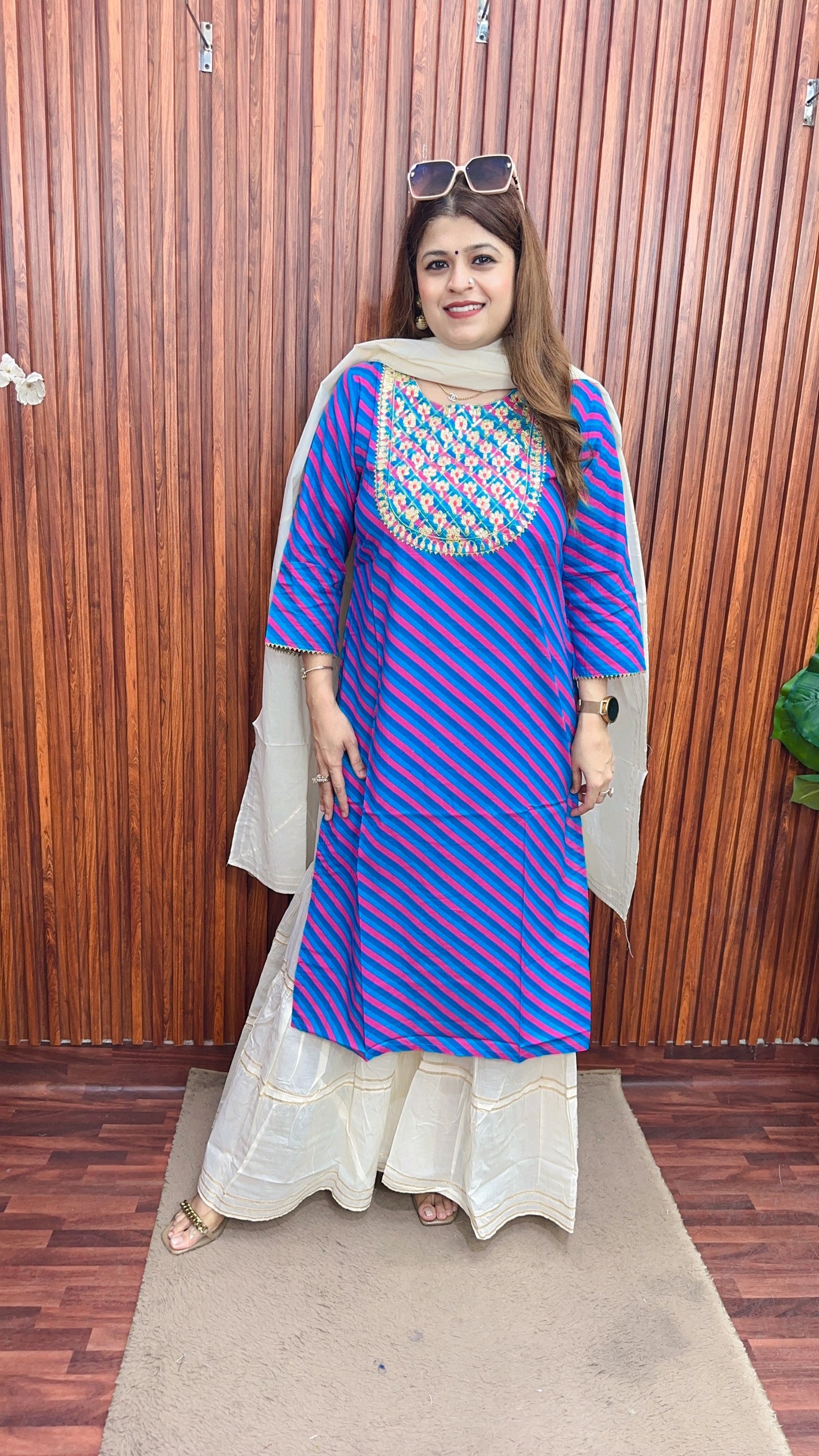 Leheriya pure cotton suit with sharara set