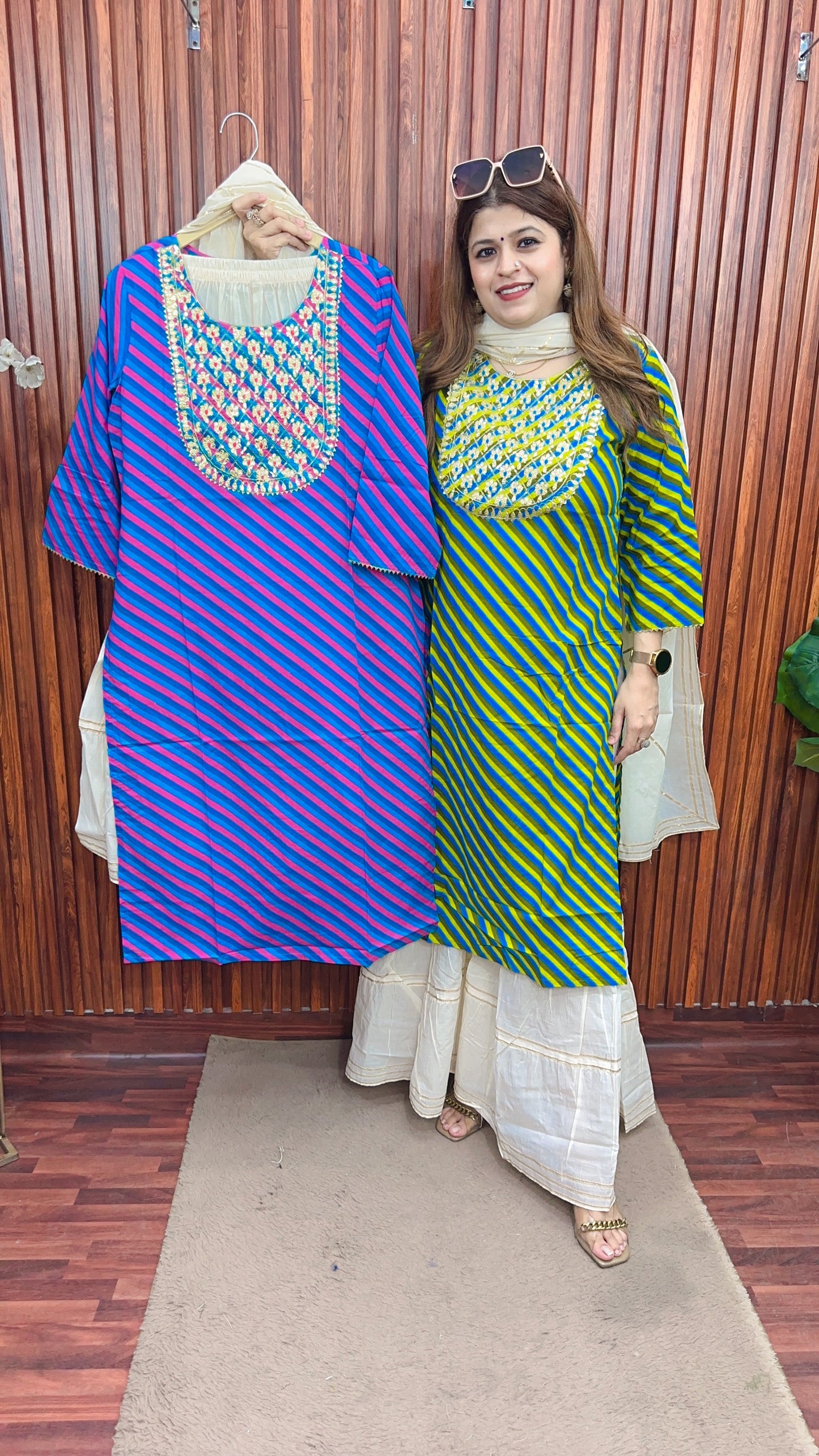 Leheriya pure cotton suit with sharara set