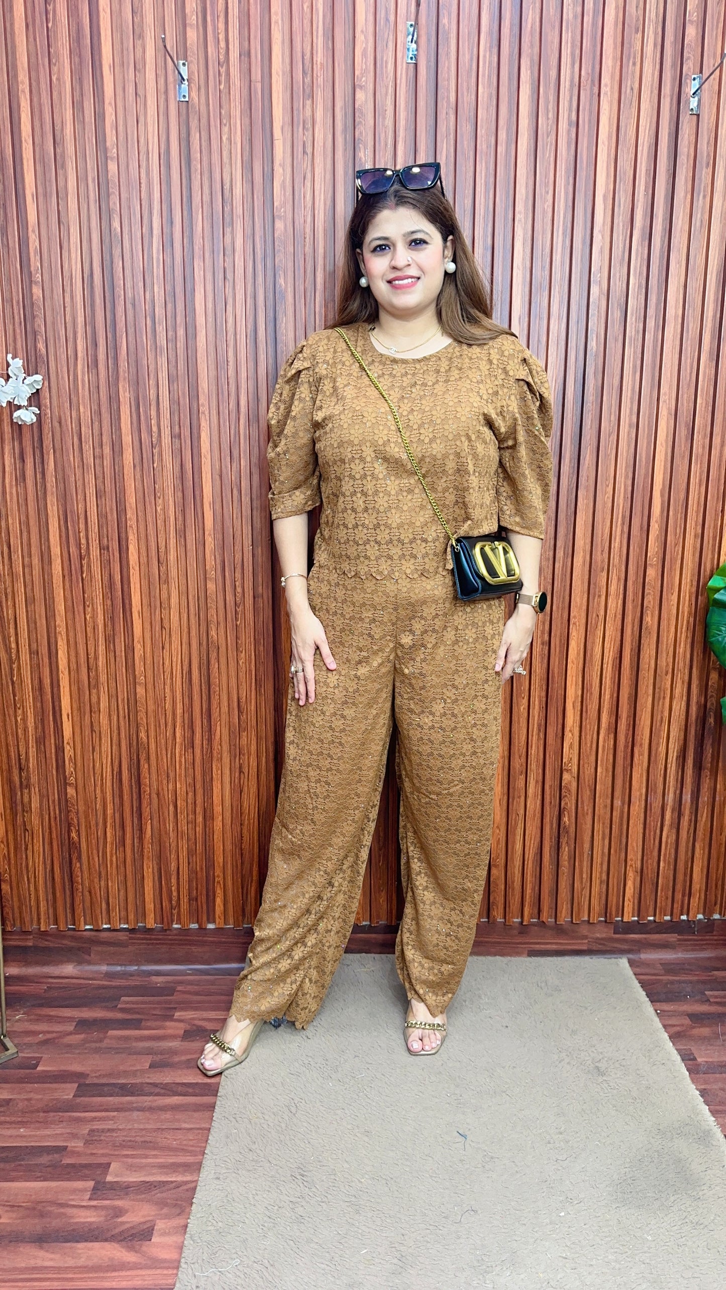 Net Imported Puff sleeves coord set
