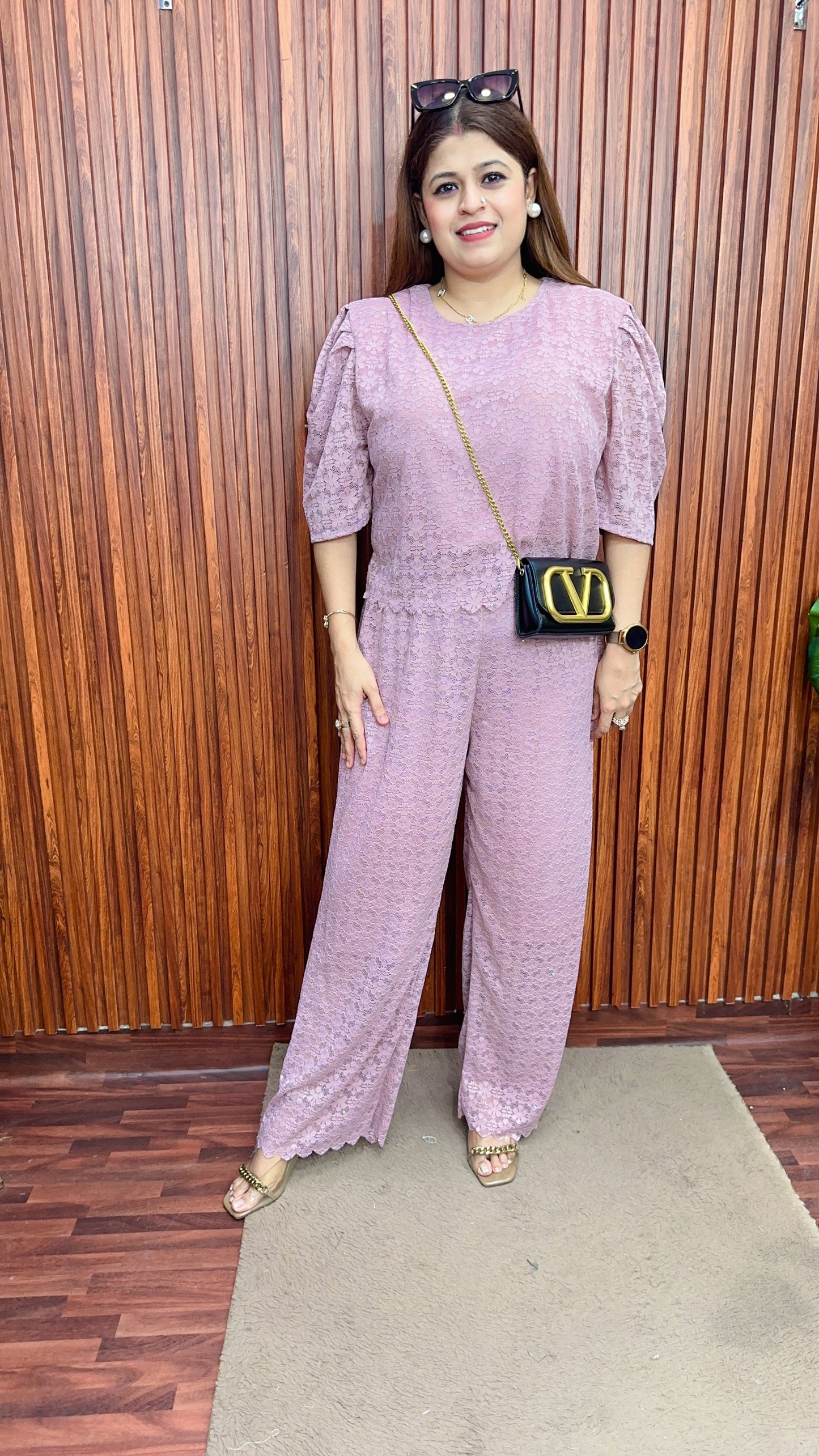 Net Imported Puff sleeves coord set