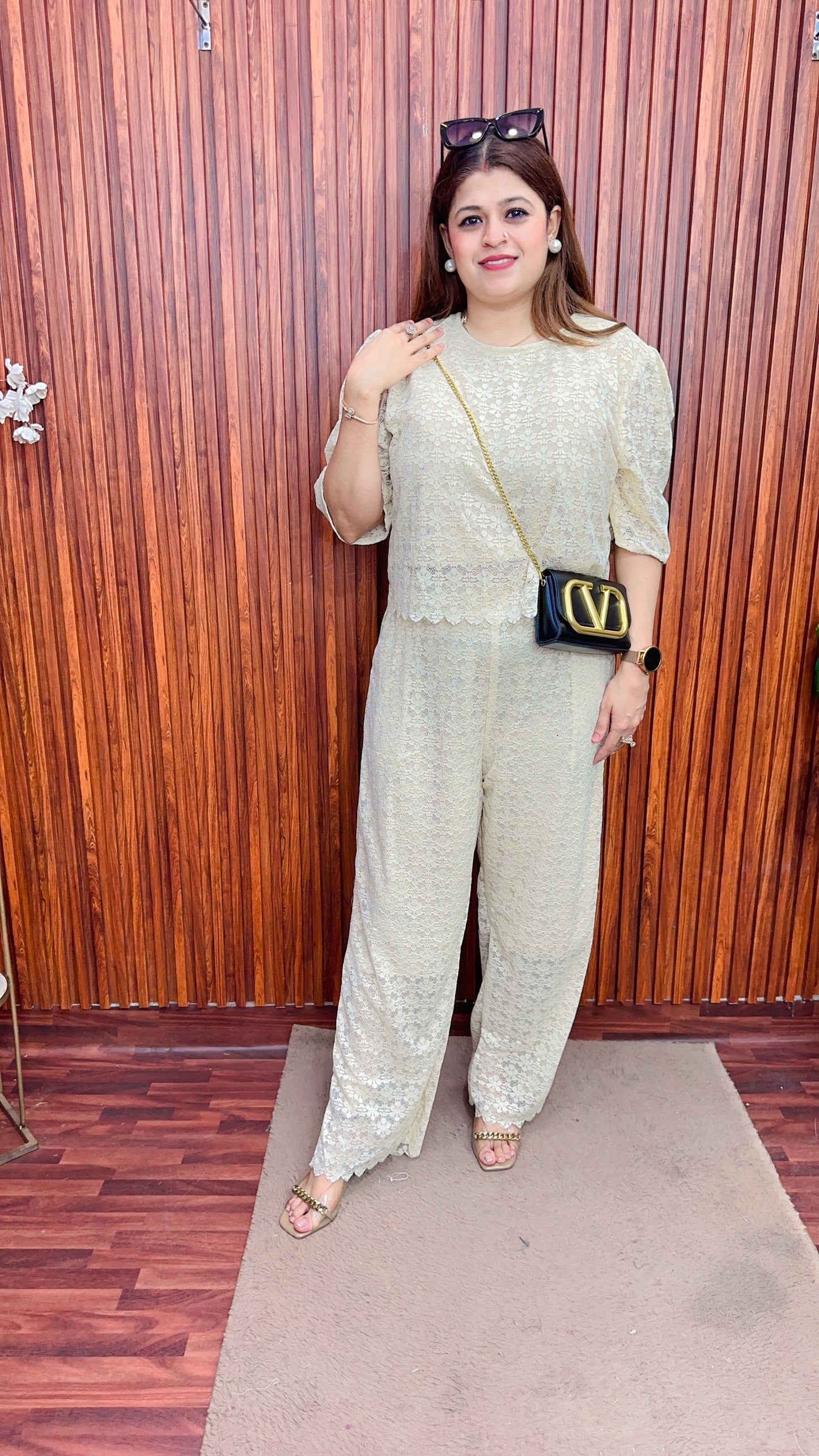 Net Imported Puff sleeves coord set
