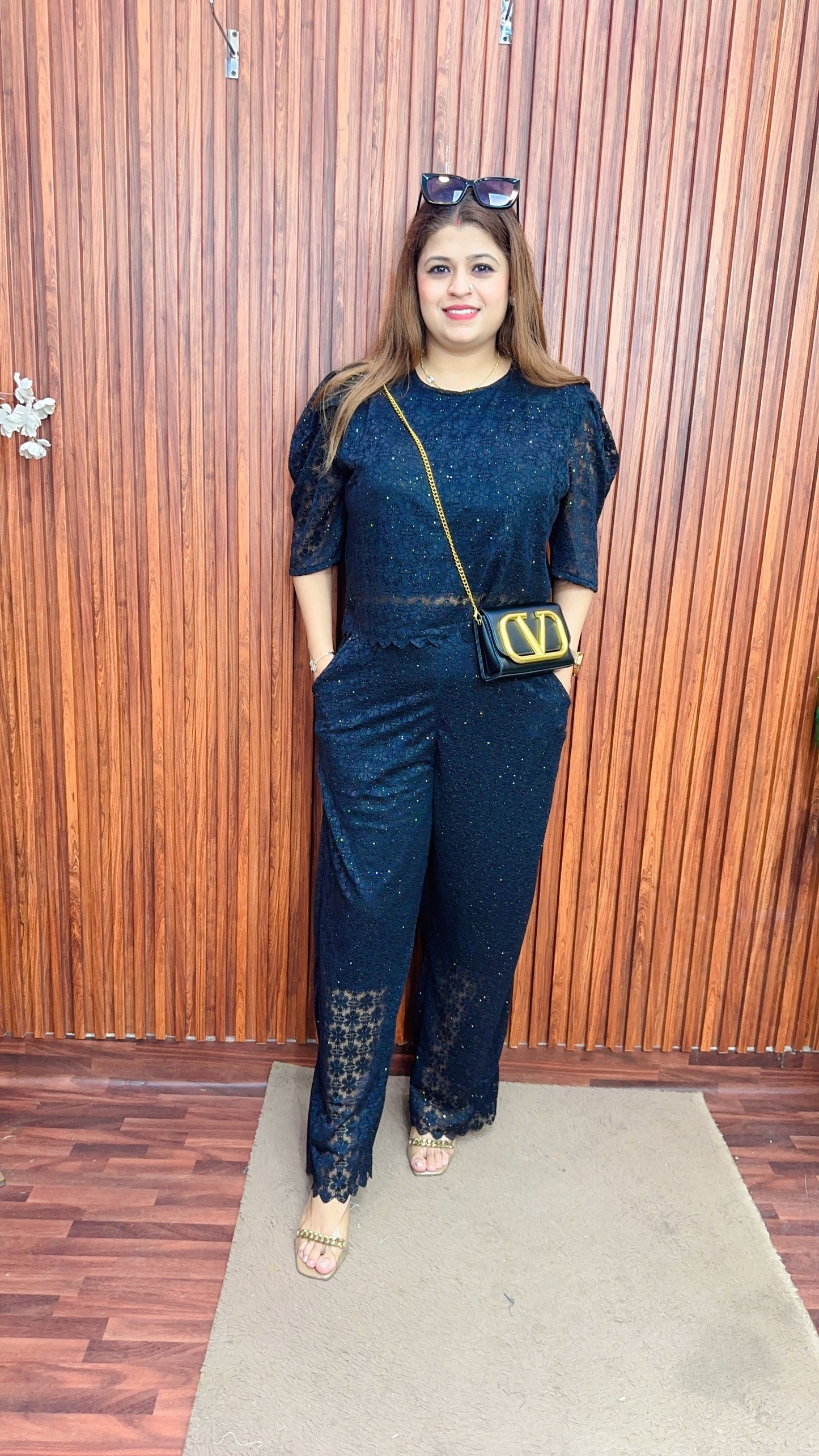 Net Imported Puff sleeves coord set
