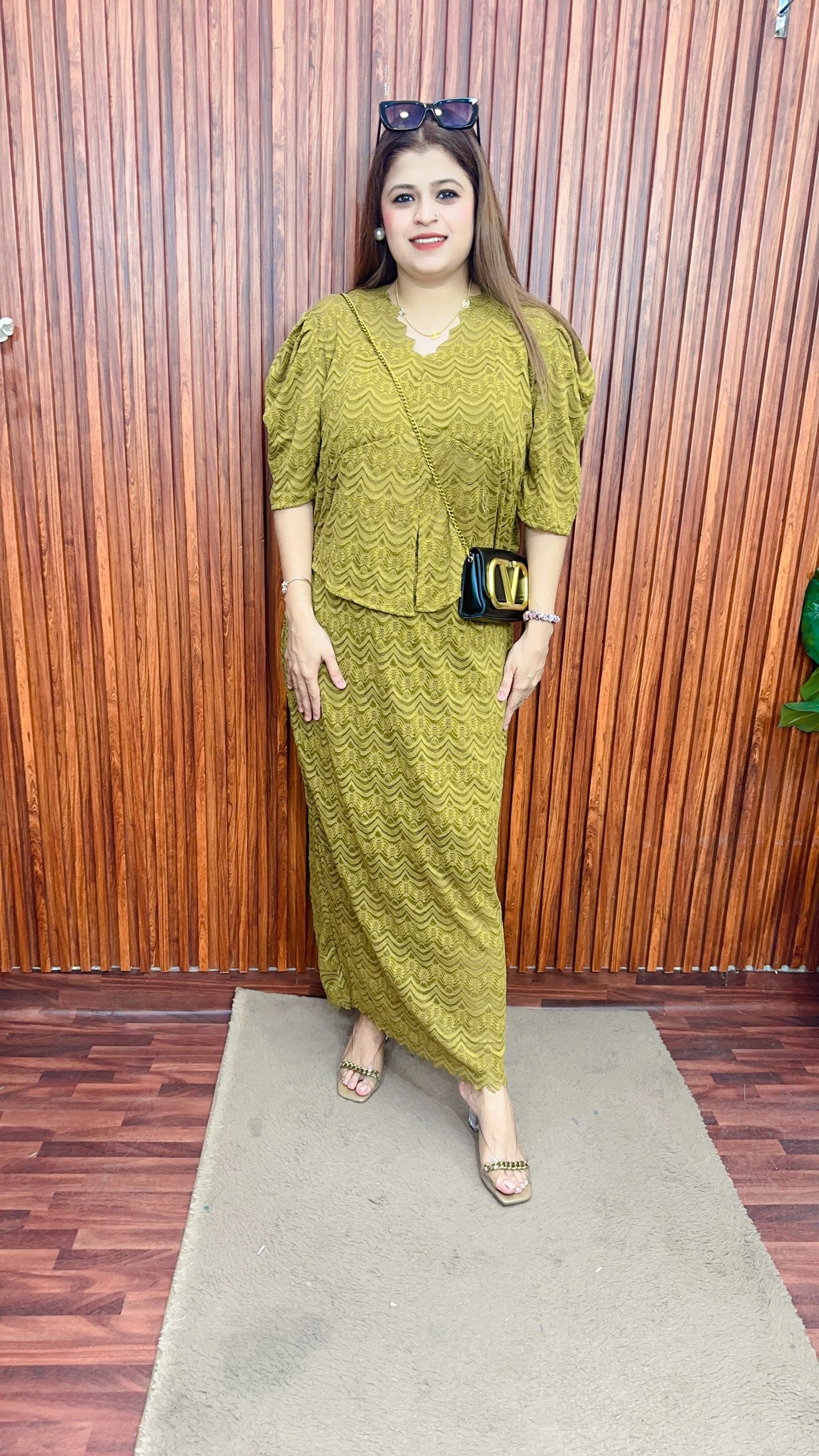 Net Shimmer skirt With top