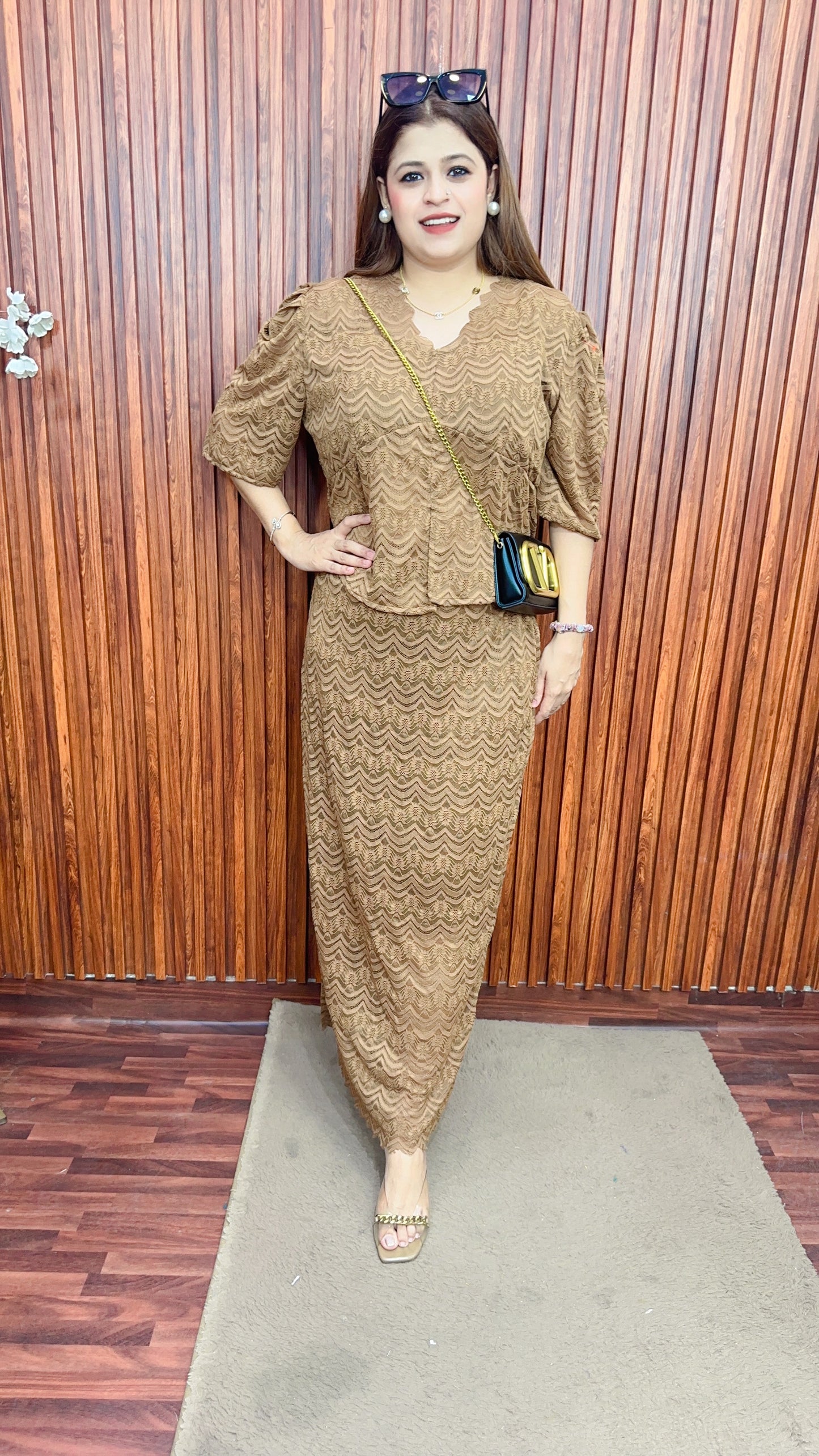 Net Shimmer skirt With top