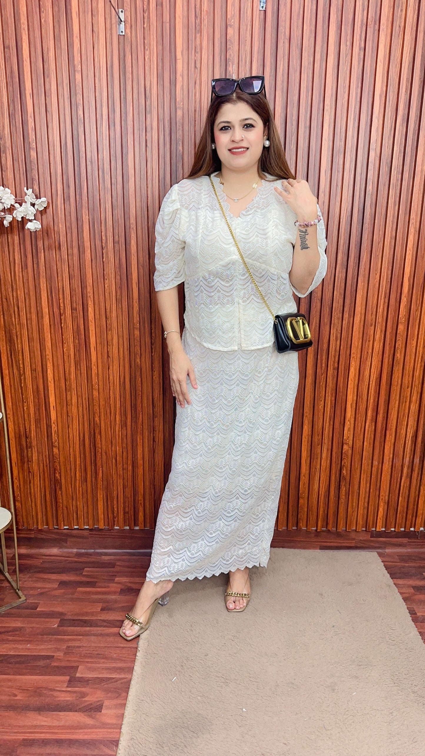 Net Shimmer skirt With top