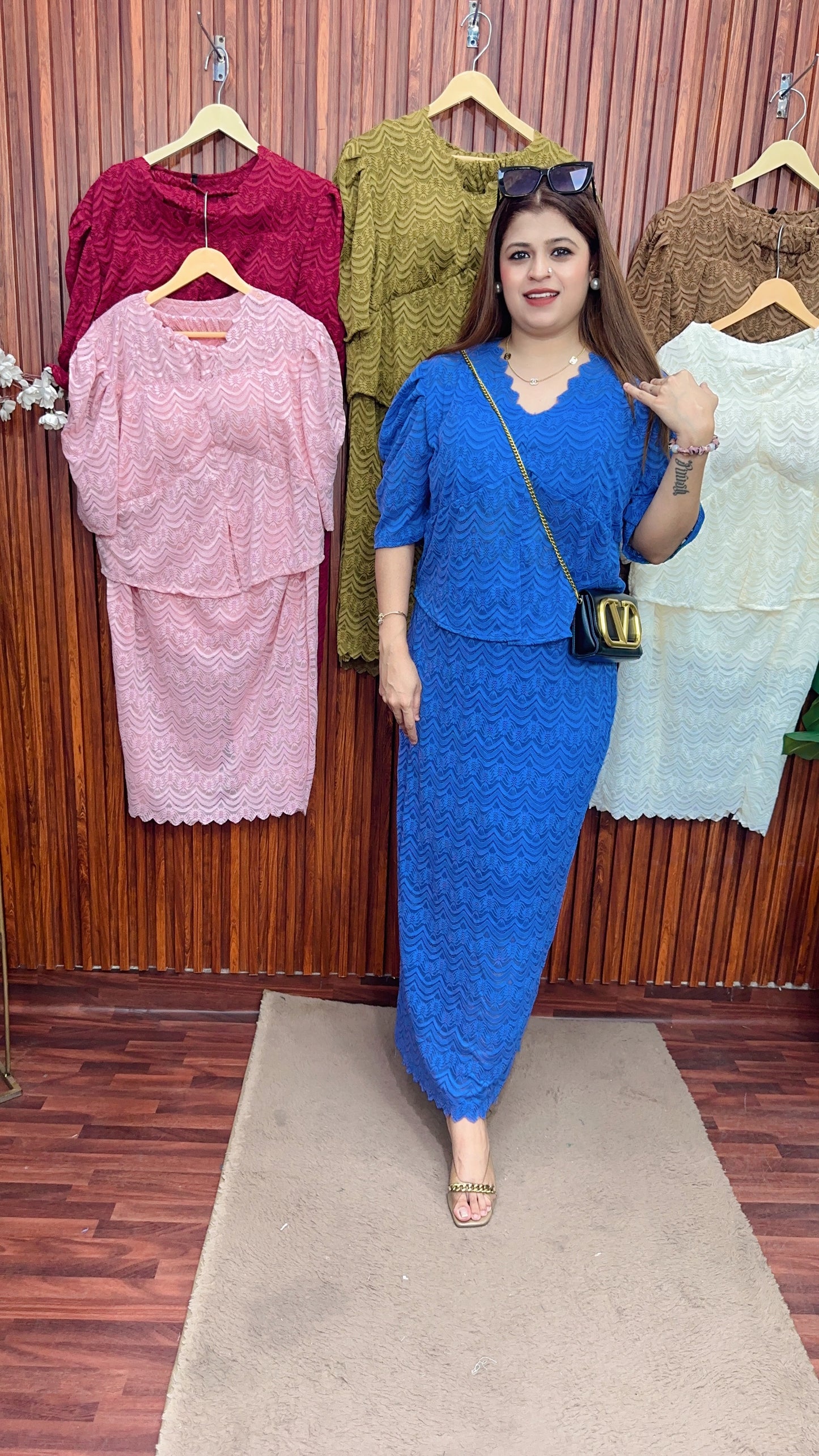 Net Shimmer skirt With top