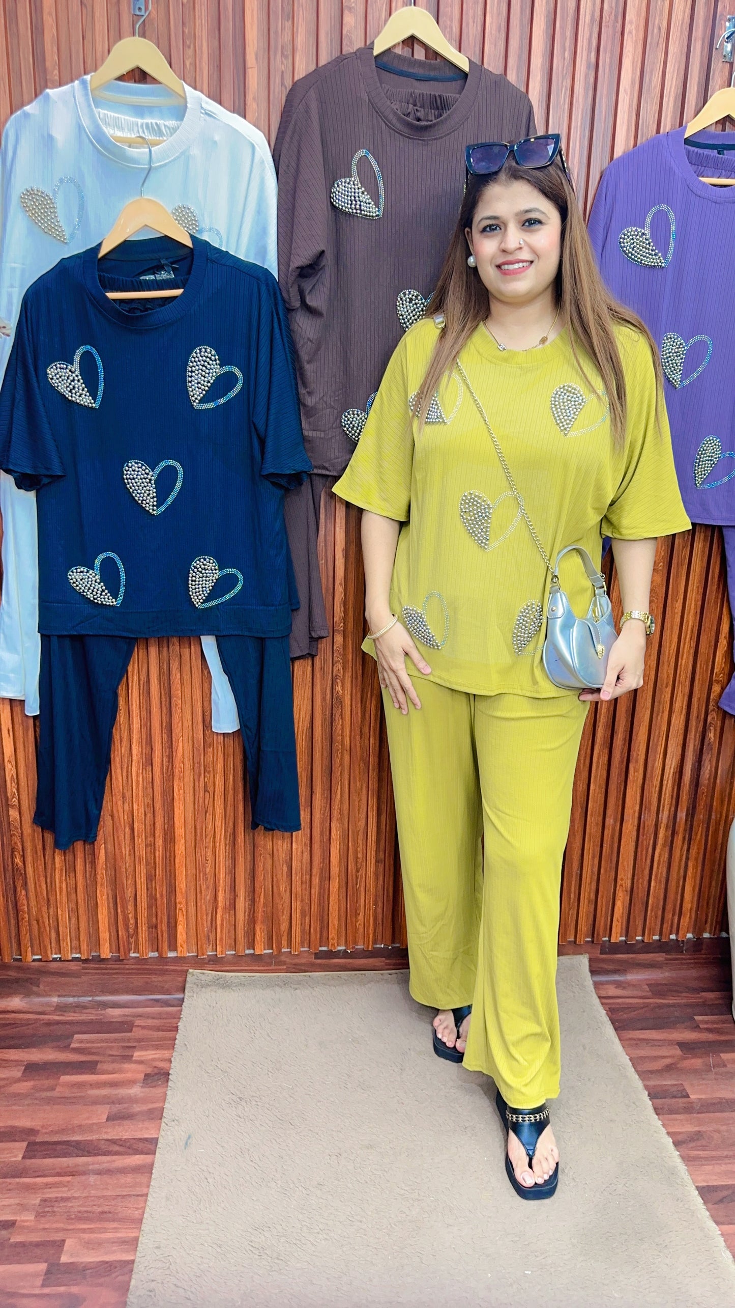 Heart ribbed coord set