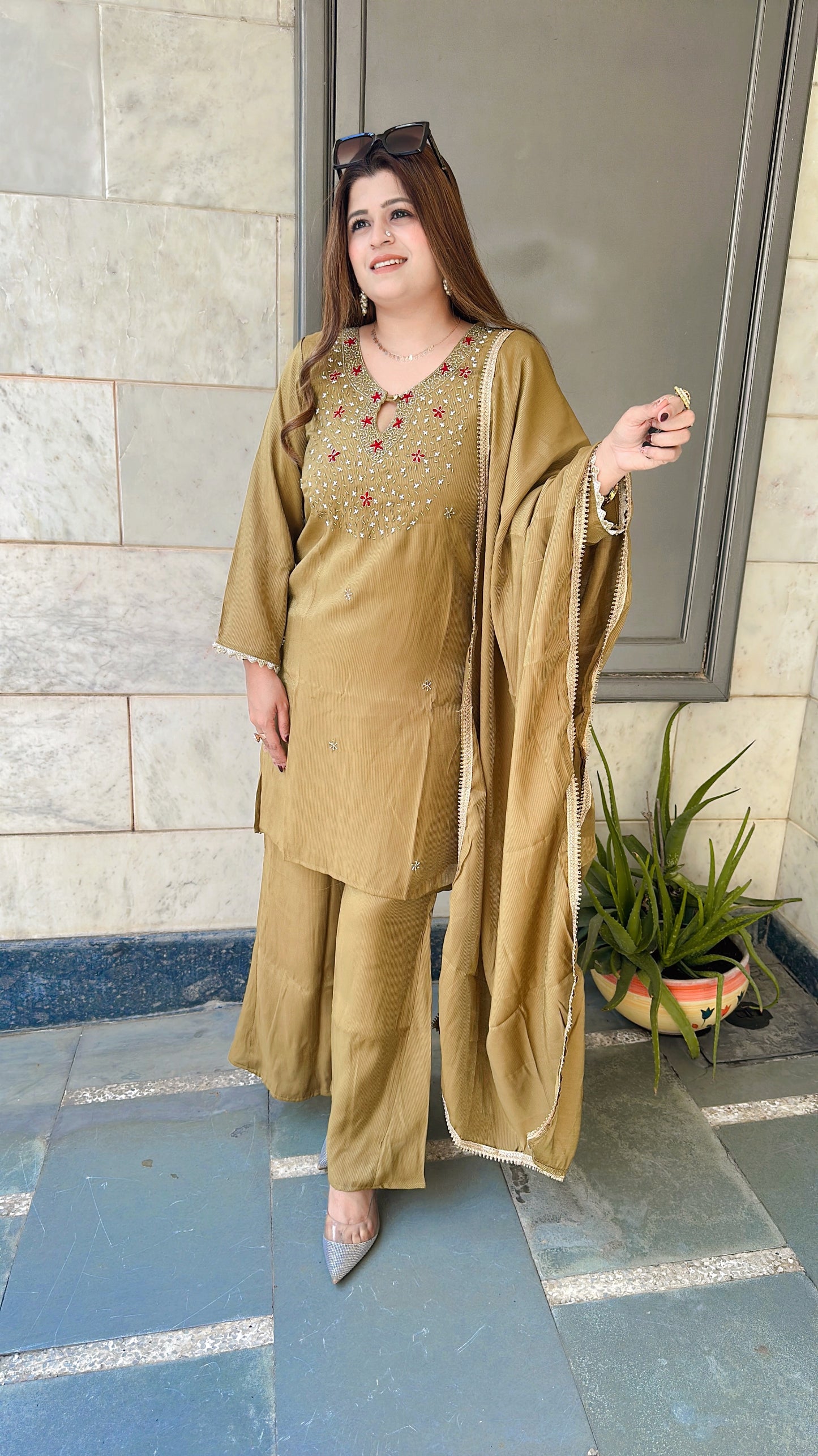 Arisha Three Piece set With Bellbottom Pants