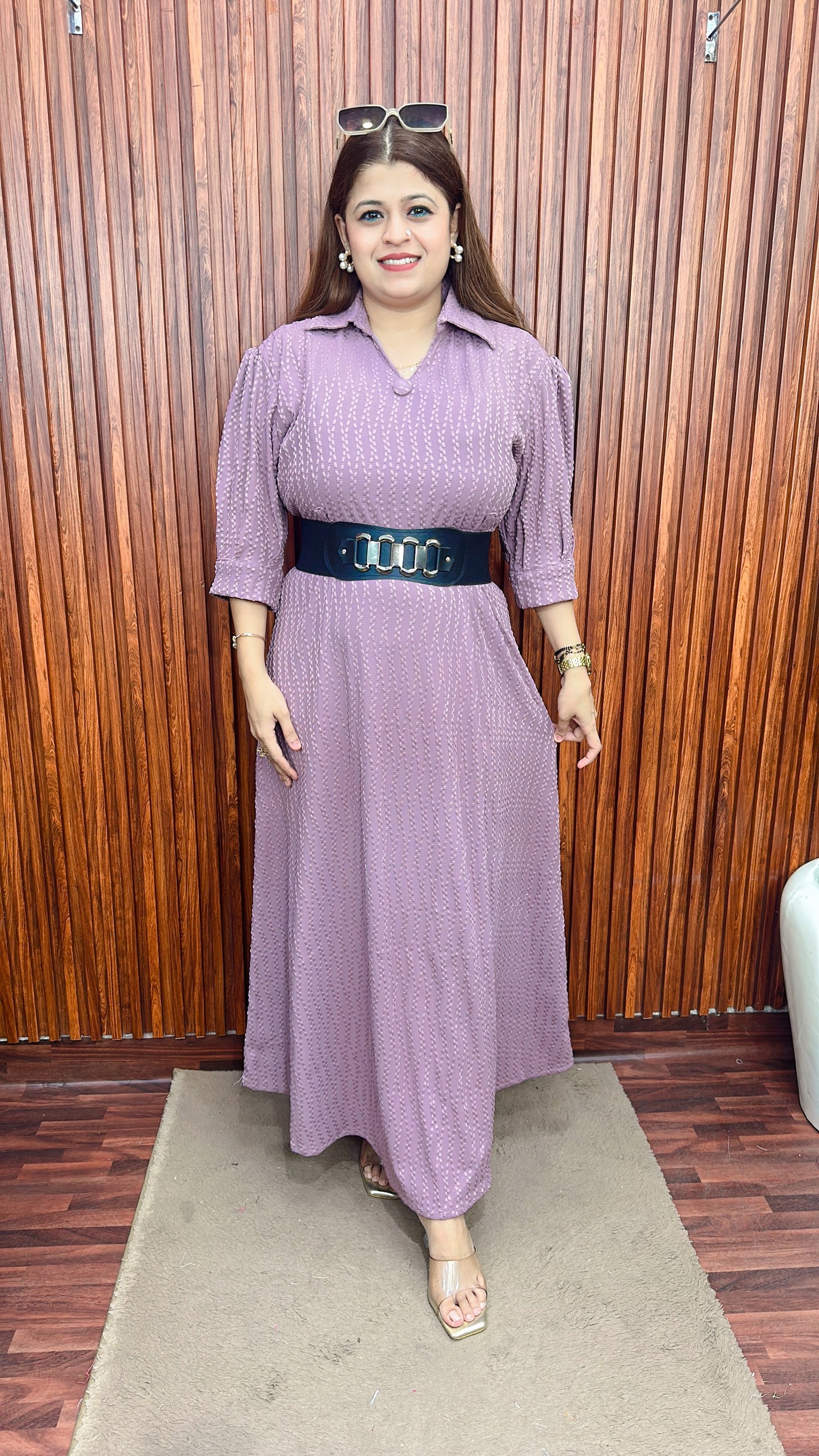 Lycra imported Dress with Belt