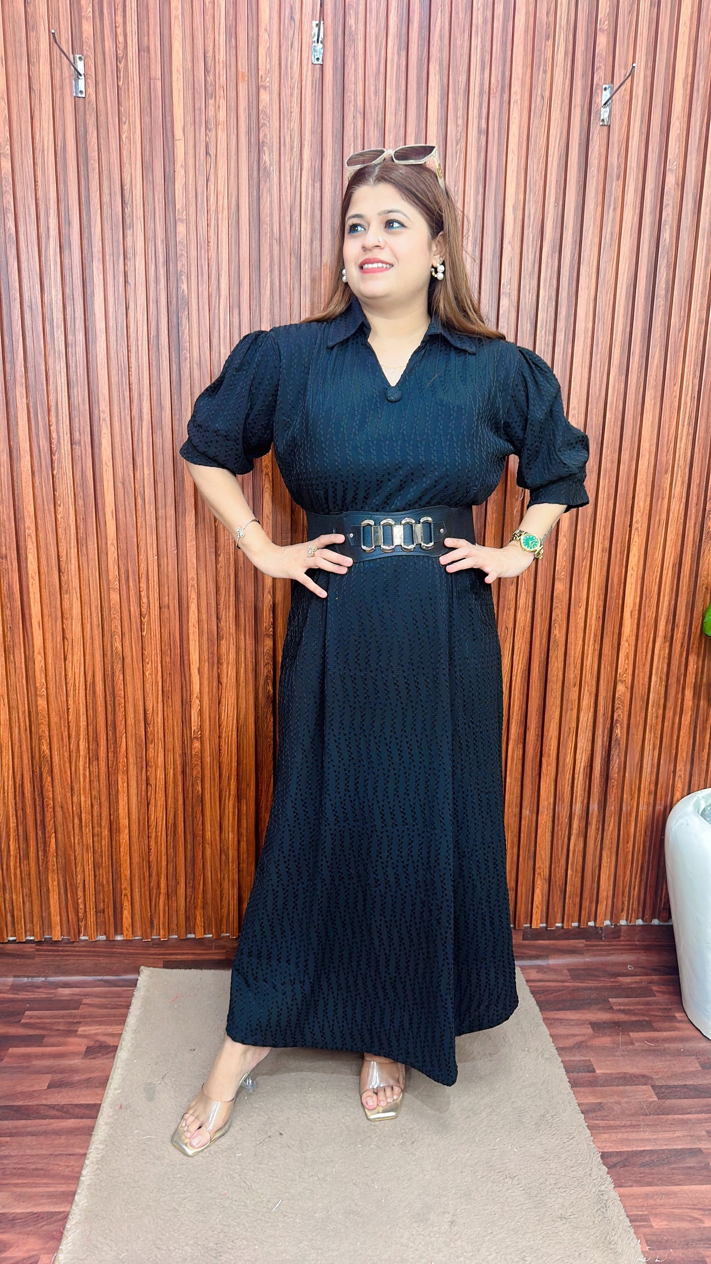 Lycra imported Dress with Belt