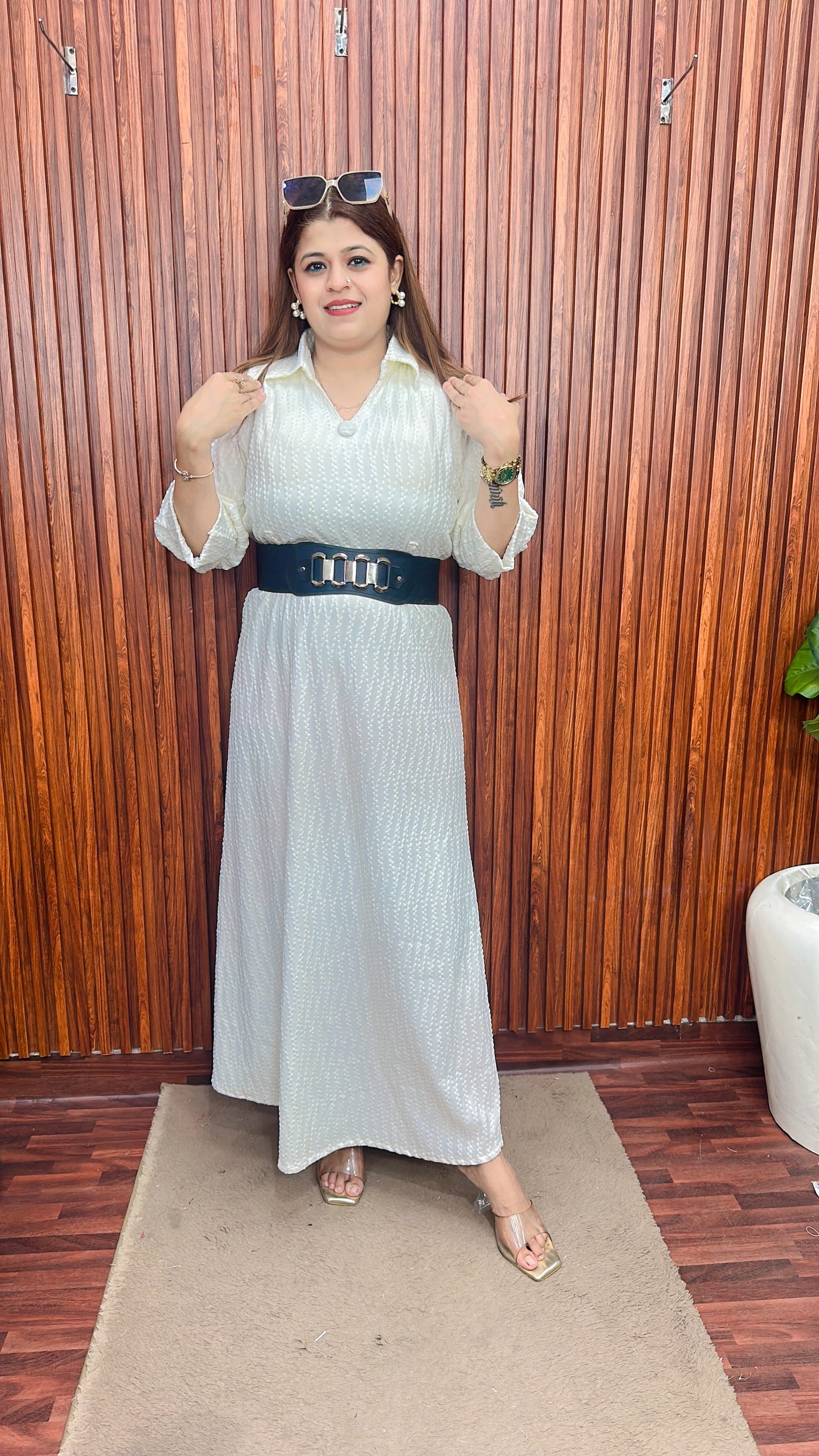 Lycra imported Dress with Belt