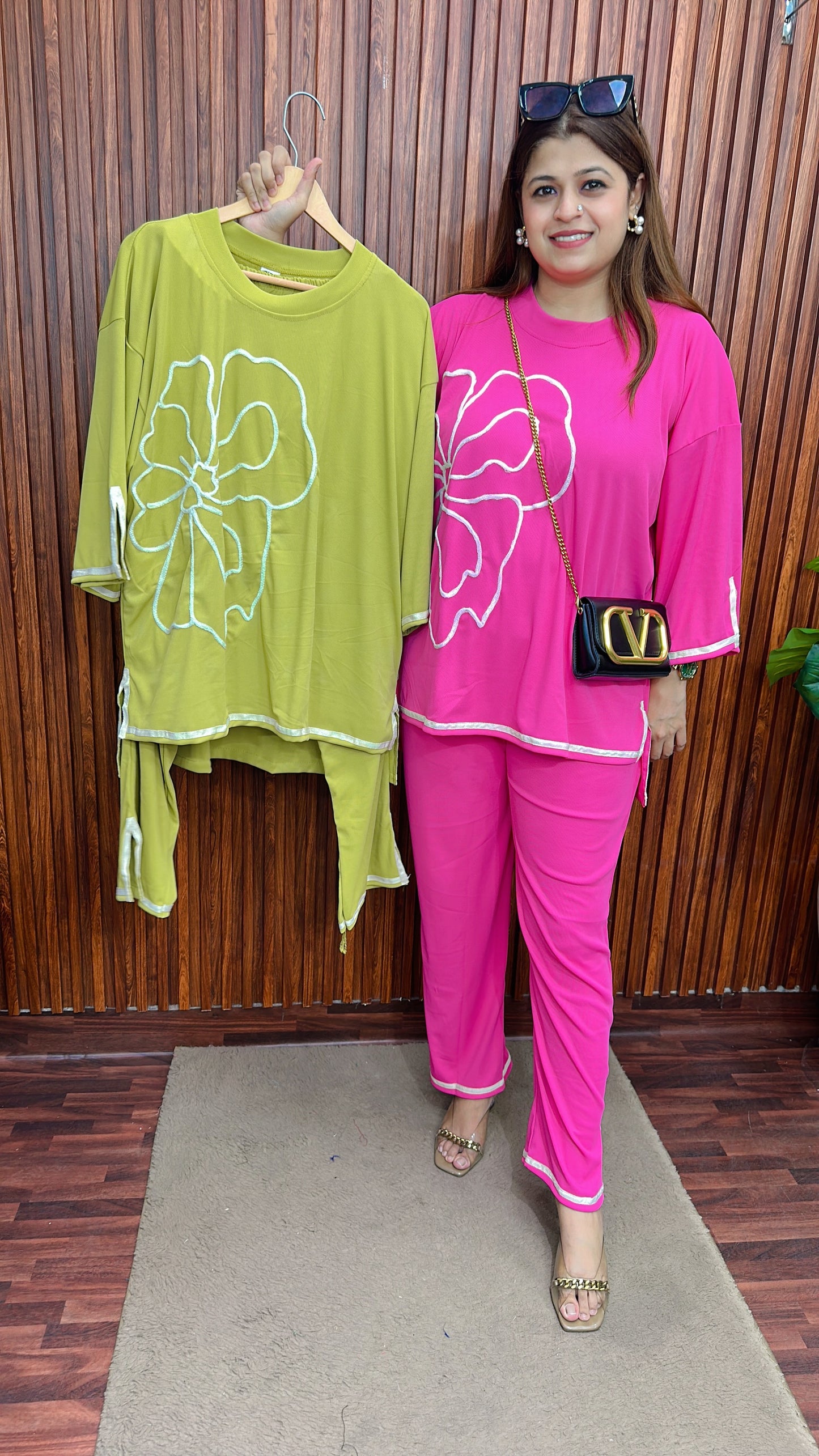 Rose cotton ribbed coord set