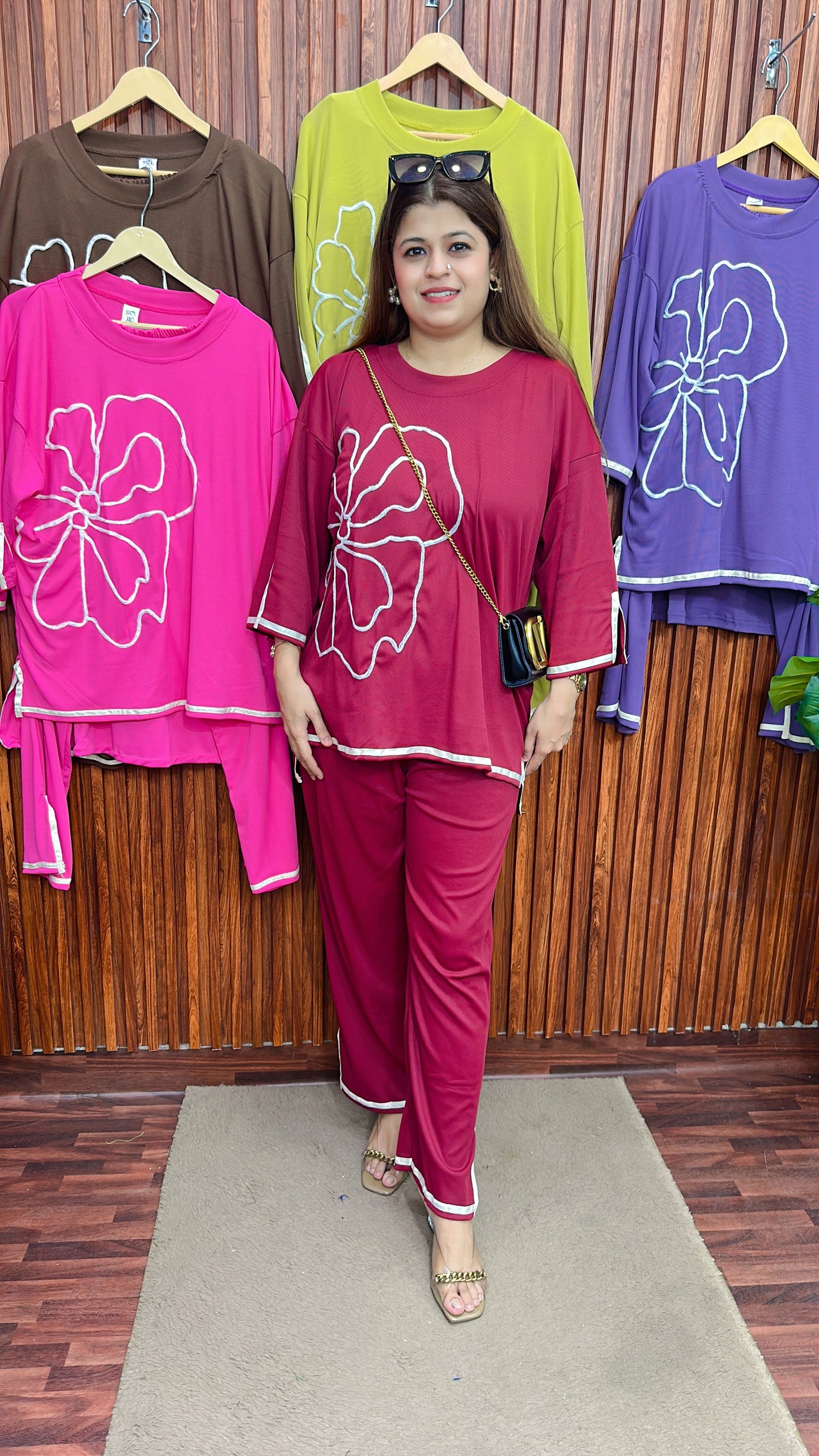 Rose cotton ribbed coord set